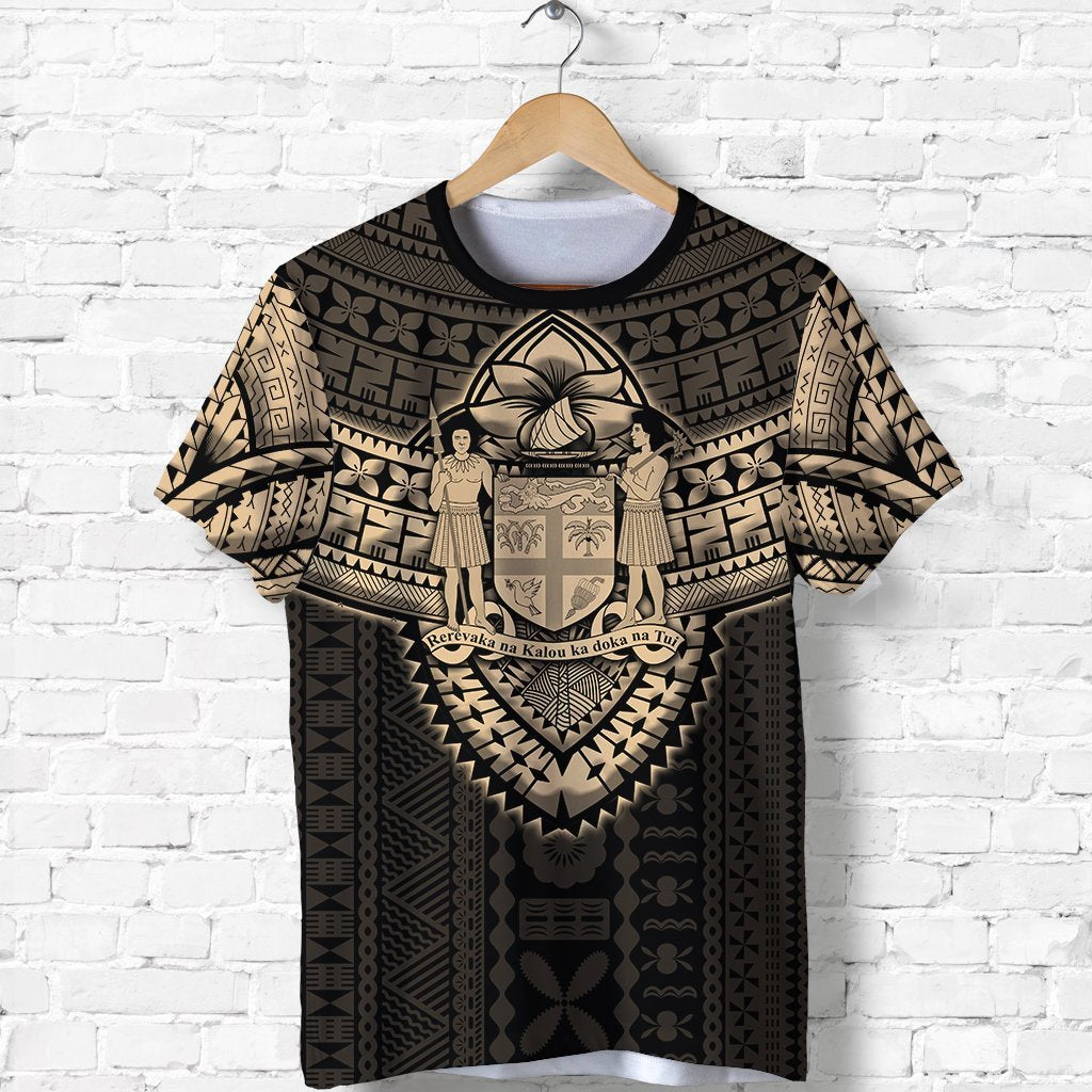 Fijian Tribal Tapa T shirt - Gold - Vibe Hoodie Shop