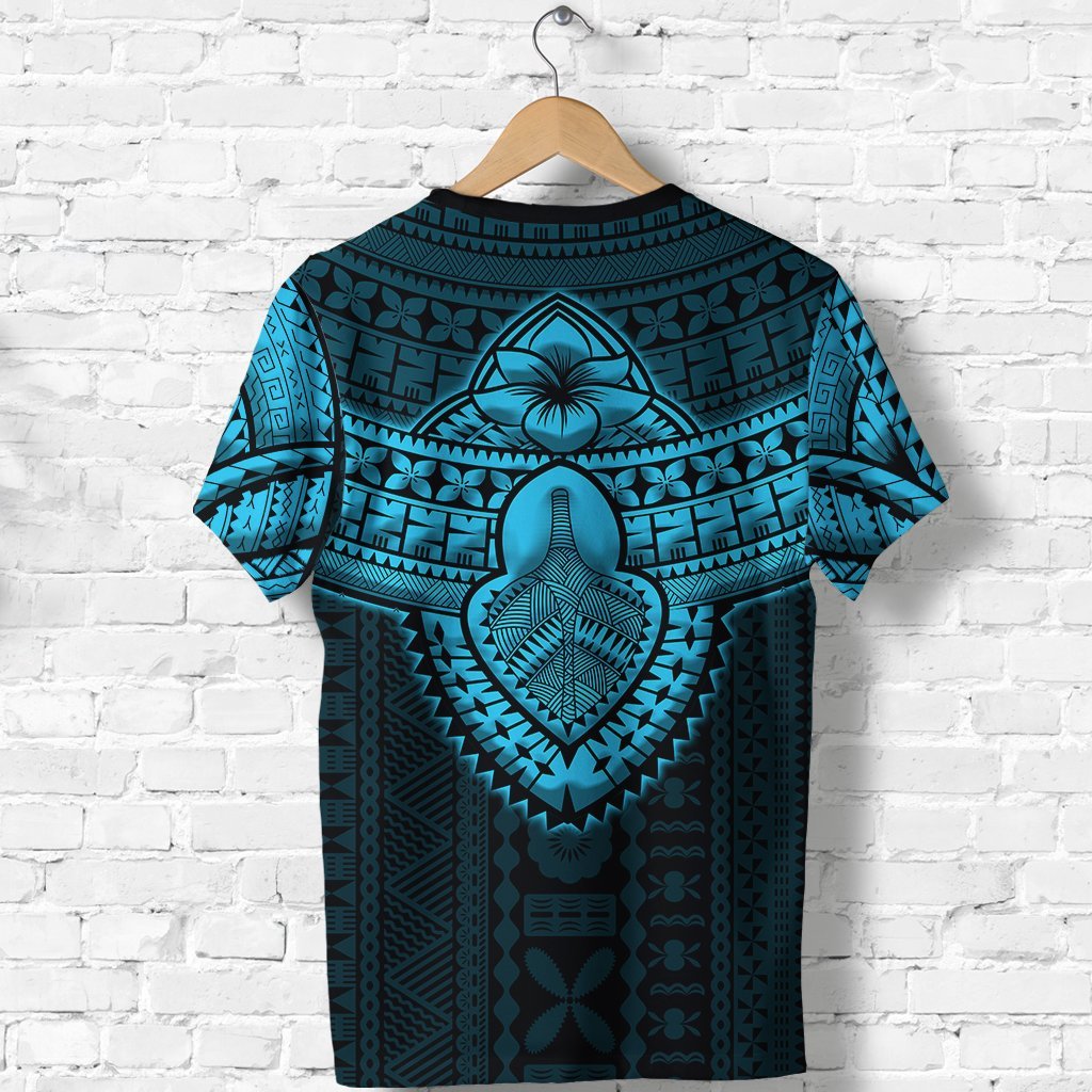 Fijian Tribal Tapa T shirt - Blue - Vibe Hoodie Shop