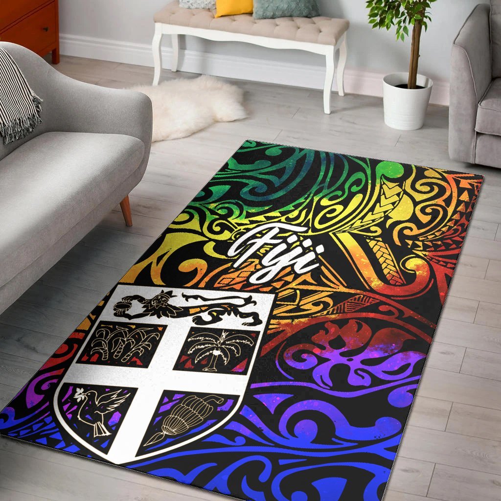 Fiji Area Rug - Rainbow Polynesian Pattern - Vibe Hoodie Shop