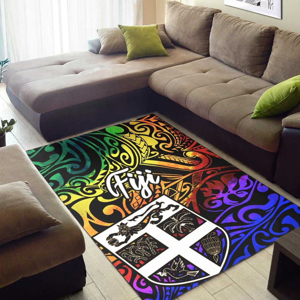 Fiji Area Rug - Rainbow Polynesian Pattern - Vibe Hoodie Shop