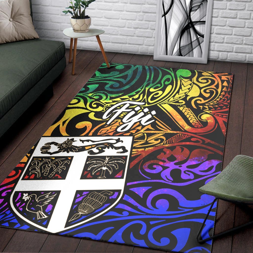 Fiji Area Rug - Rainbow Polynesian Pattern - Vibe Hoodie Shop