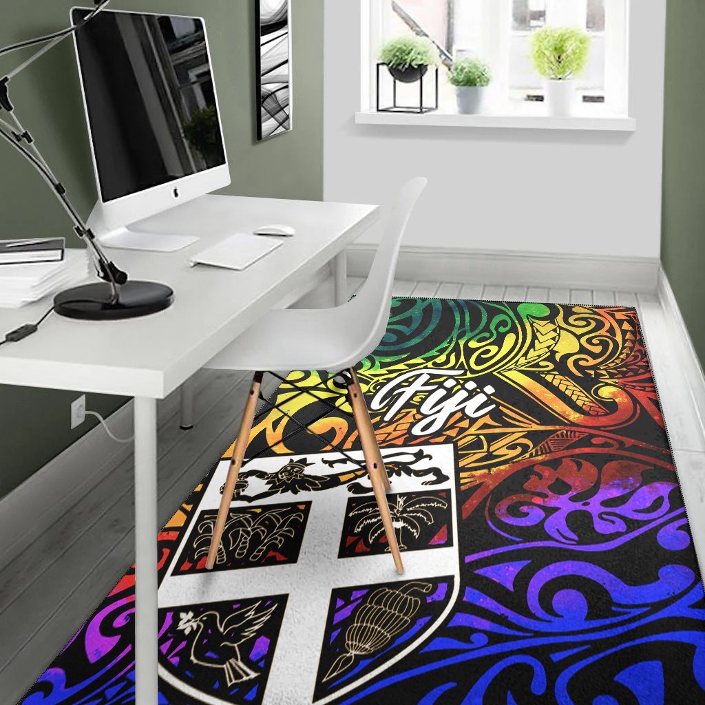 Fiji Area Rug - Rainbow Polynesian Pattern - Vibe Hoodie Shop