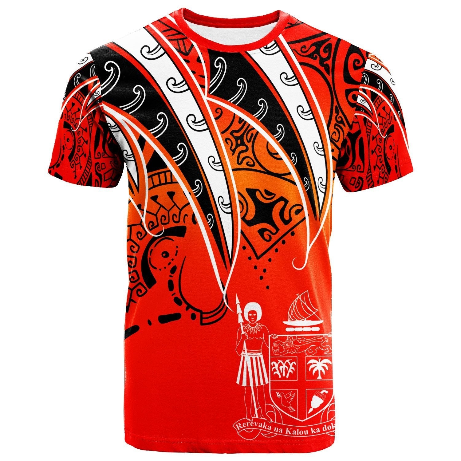 Fiji T shirt - Tropical Leaf Red Gradient Style - Vibe Hoodie Shop