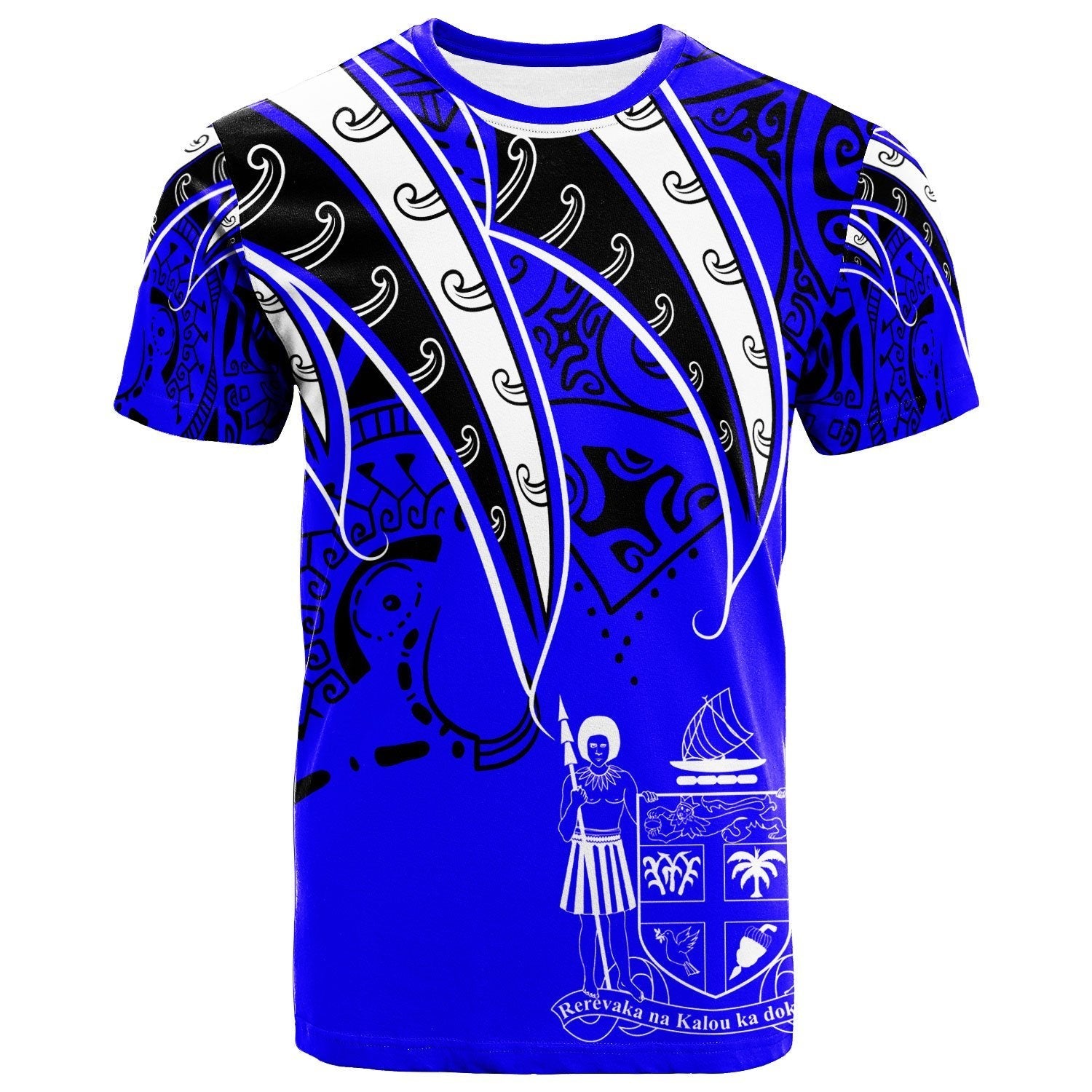 Fiji T shirt - Tropical Leaf Blue Color - Vibe Hoodie Shop