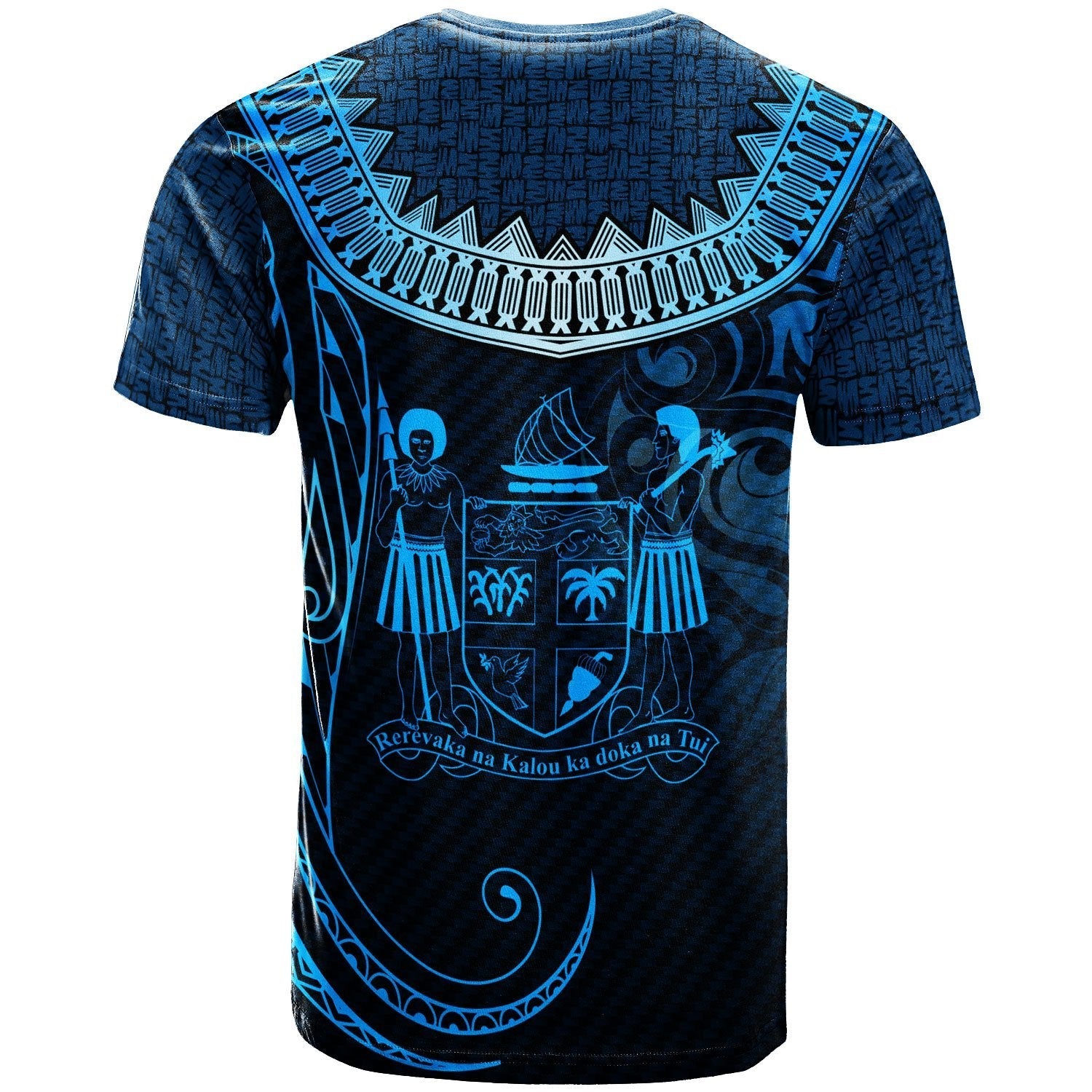 Fiji Custom Personalised T - Shirt - Serrated Pattern Blue Color - Vibe Hoodie Shop