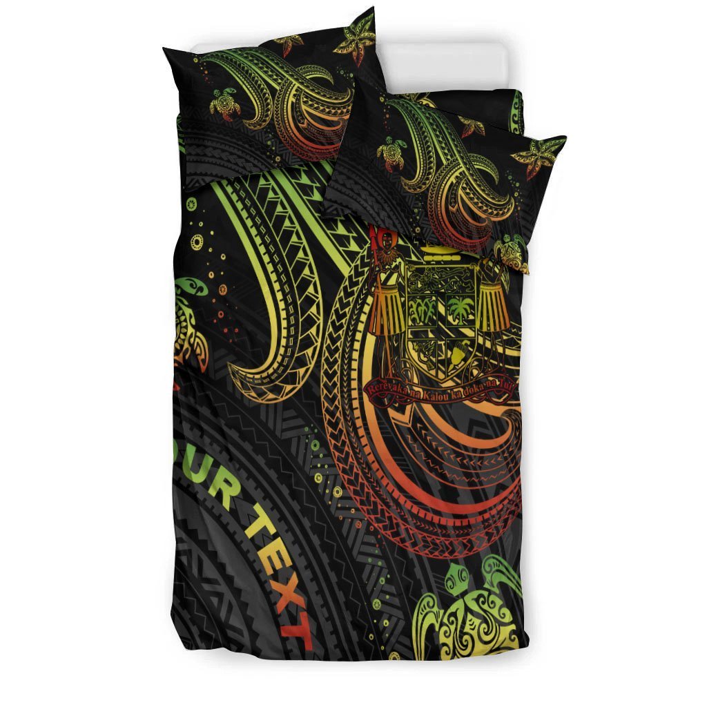 Fiji Custom Personalised Bedding Set - Reggae Turtle - Vibe Hoodie Shop