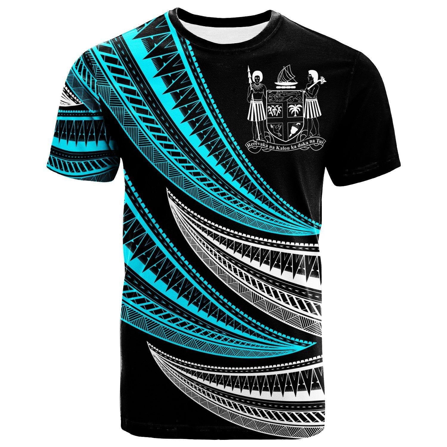 Fiji Custom Personalised T shirt - Wave Pattern Alternating - Vibe Hoodie Shop
