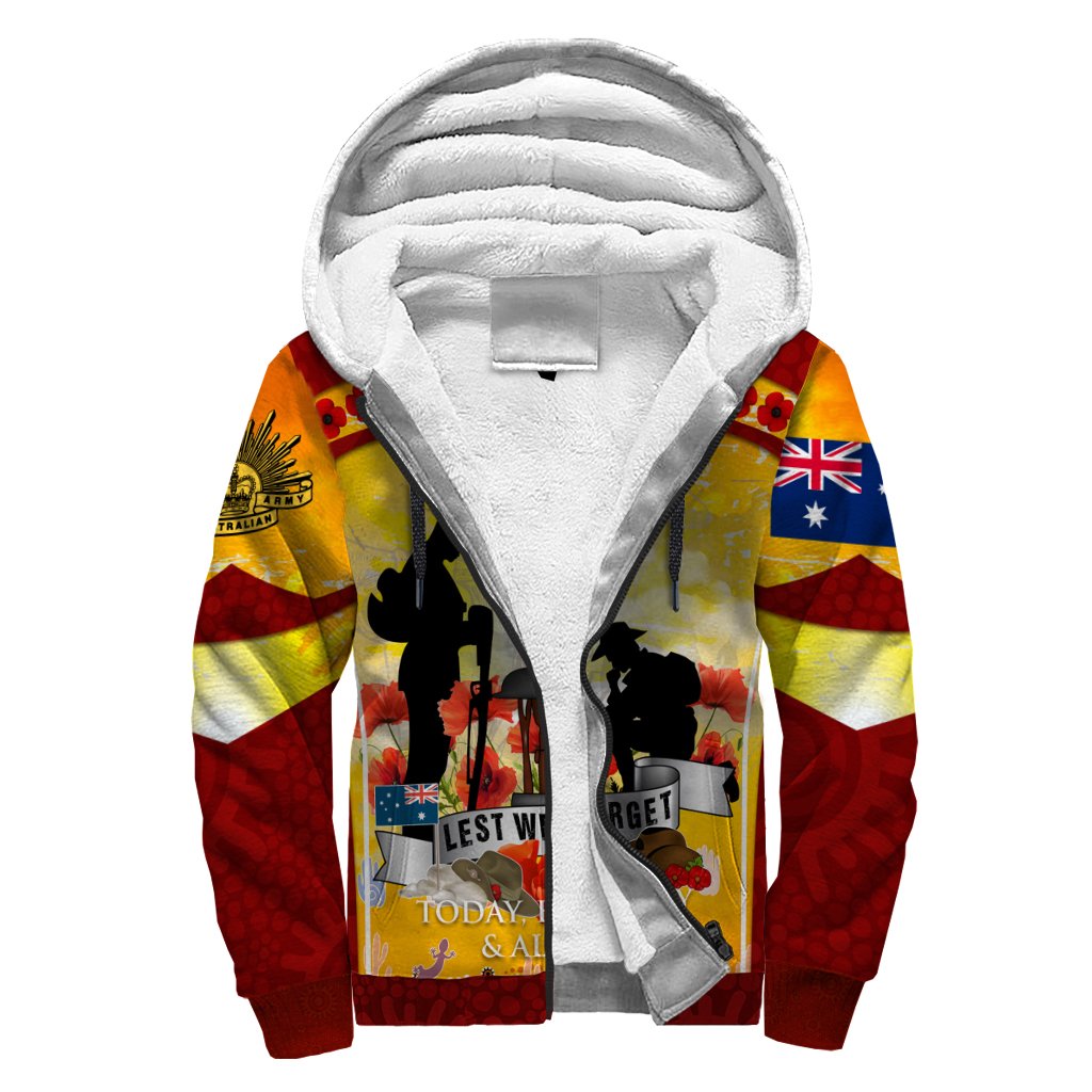 ANZAC Sherpa Hoodie - Lest We Forget Aboriginal Version - Vibe Hoodie Shop