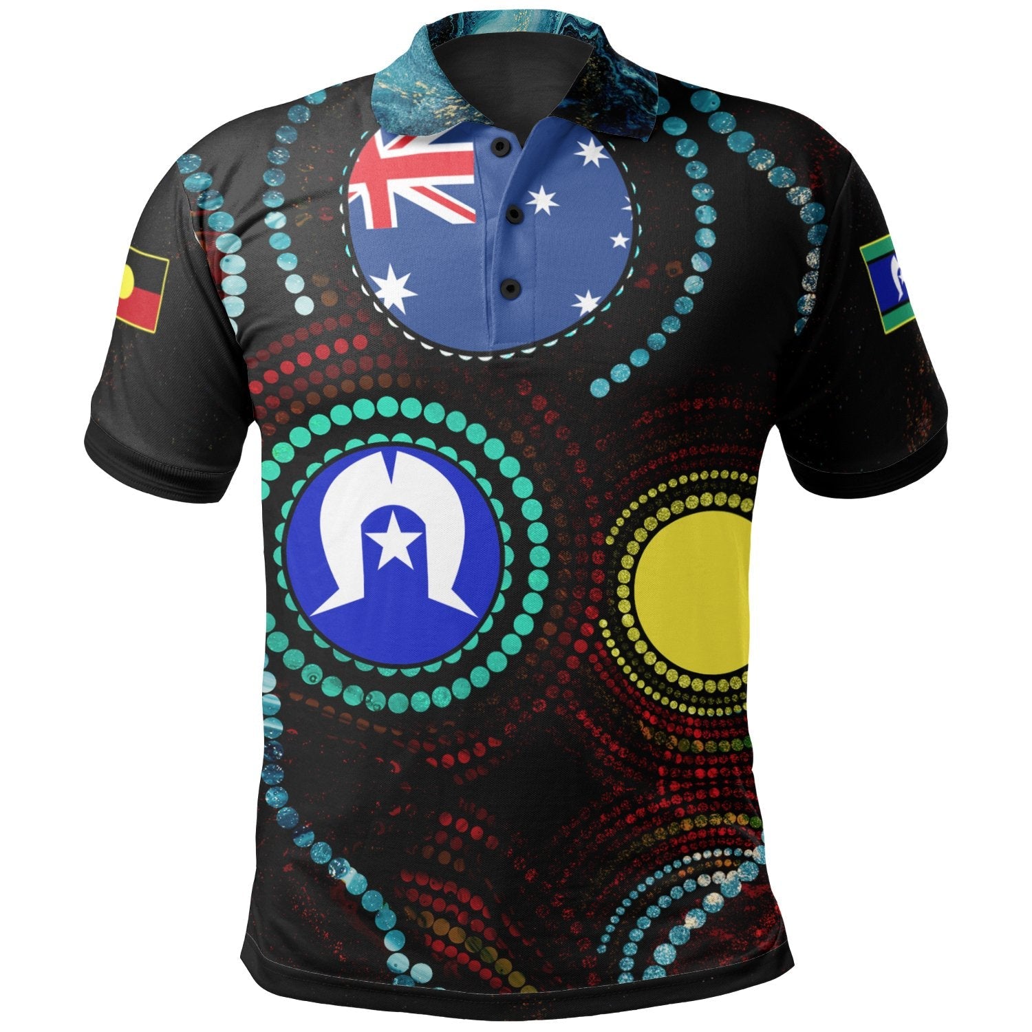 Polo Shirt, Aboriginal Dot Patterns and Flag Small - Vibe Hoodie Shop