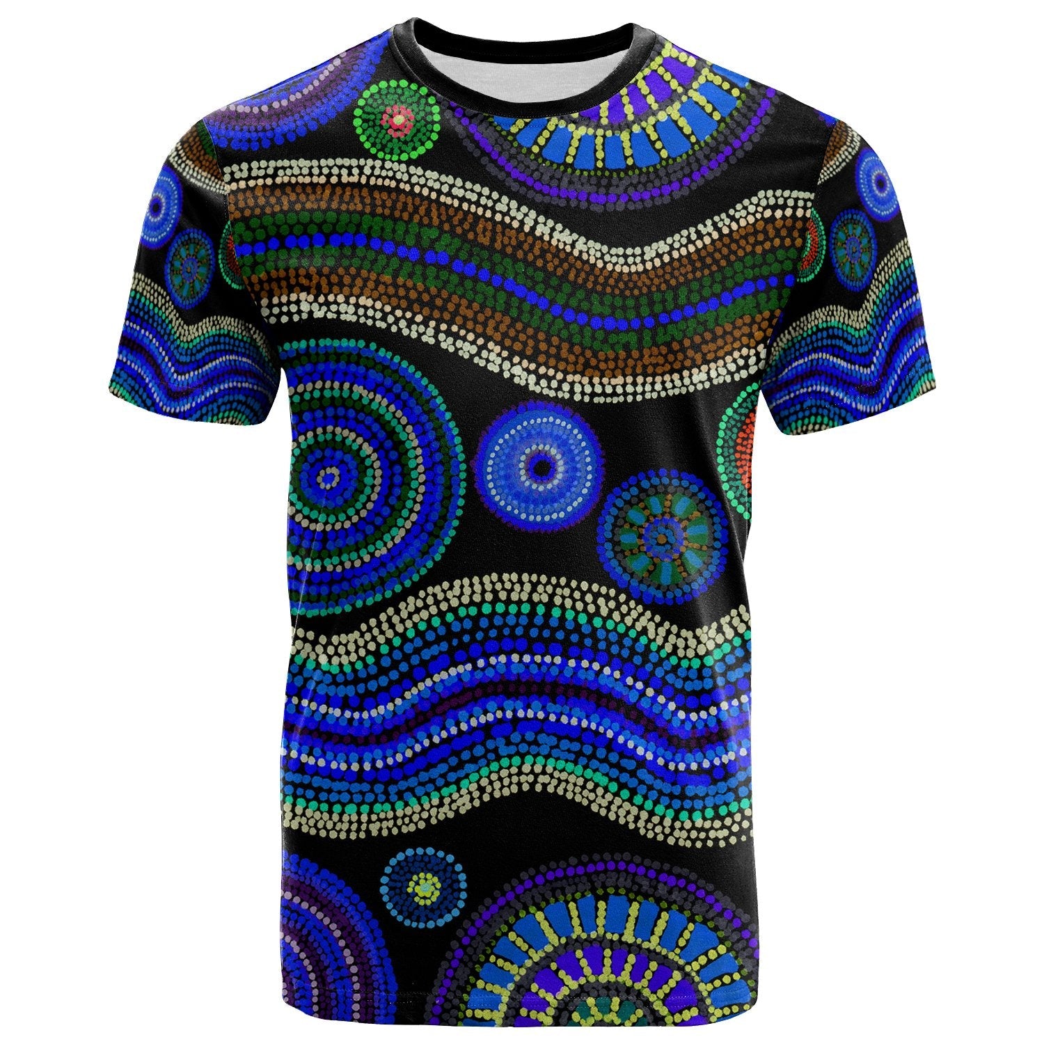 Tshirt - Aboriginal Dot Unique Style Blue - Vibe Hoodie Shop