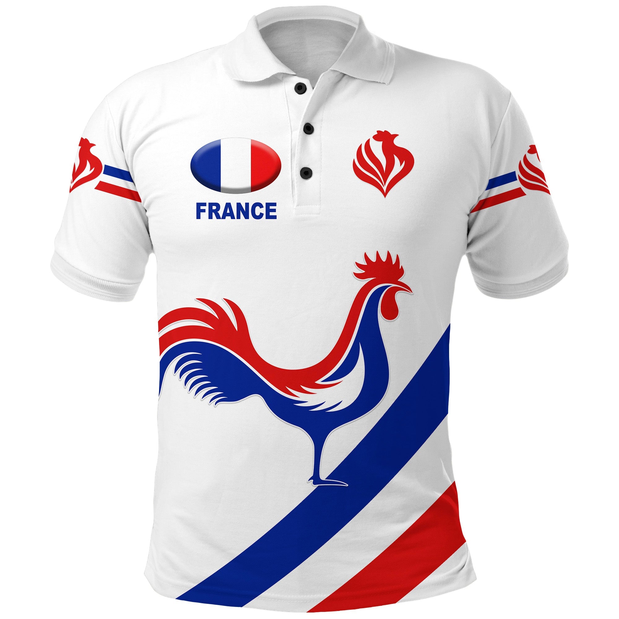 France Rugby Polo Shirt Simple Style - White - Vibe Hoodie Shop