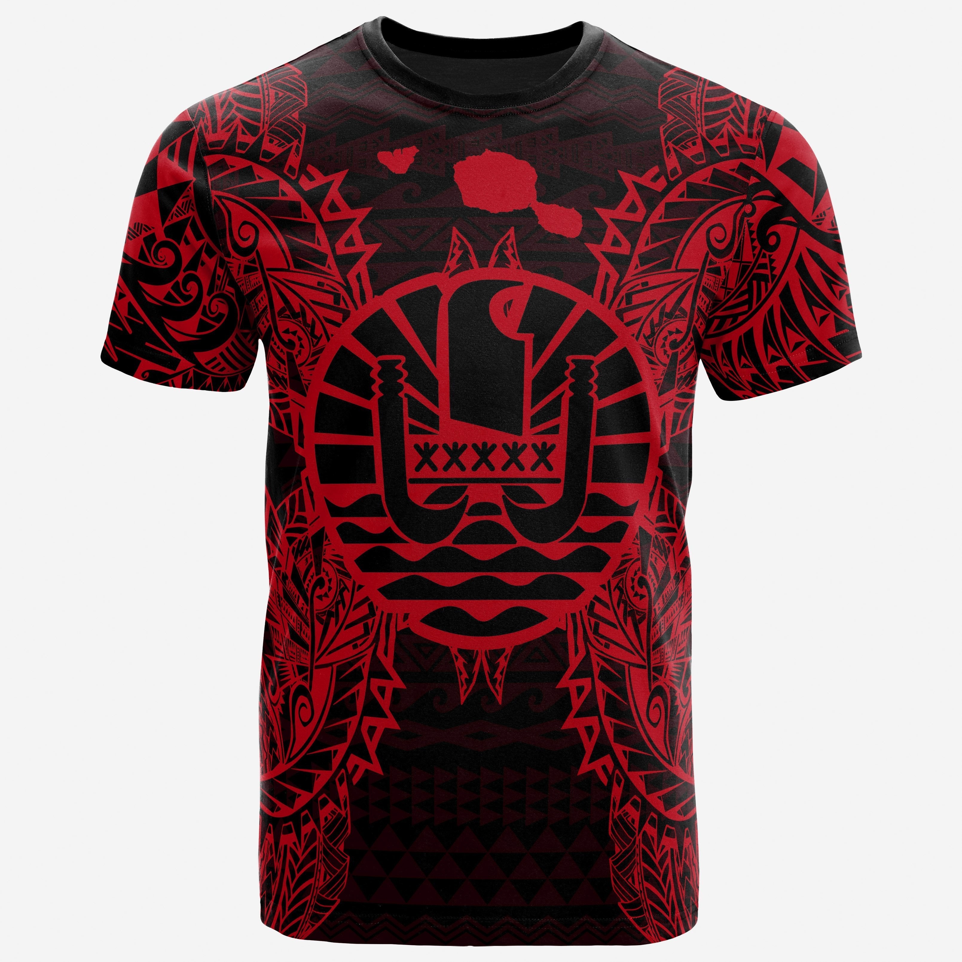 Vibe Hoodie French Polynesia All T shirt - French Polynesia Flag Map Polynesian Tattoo Red - Vibe Hoodie Shop