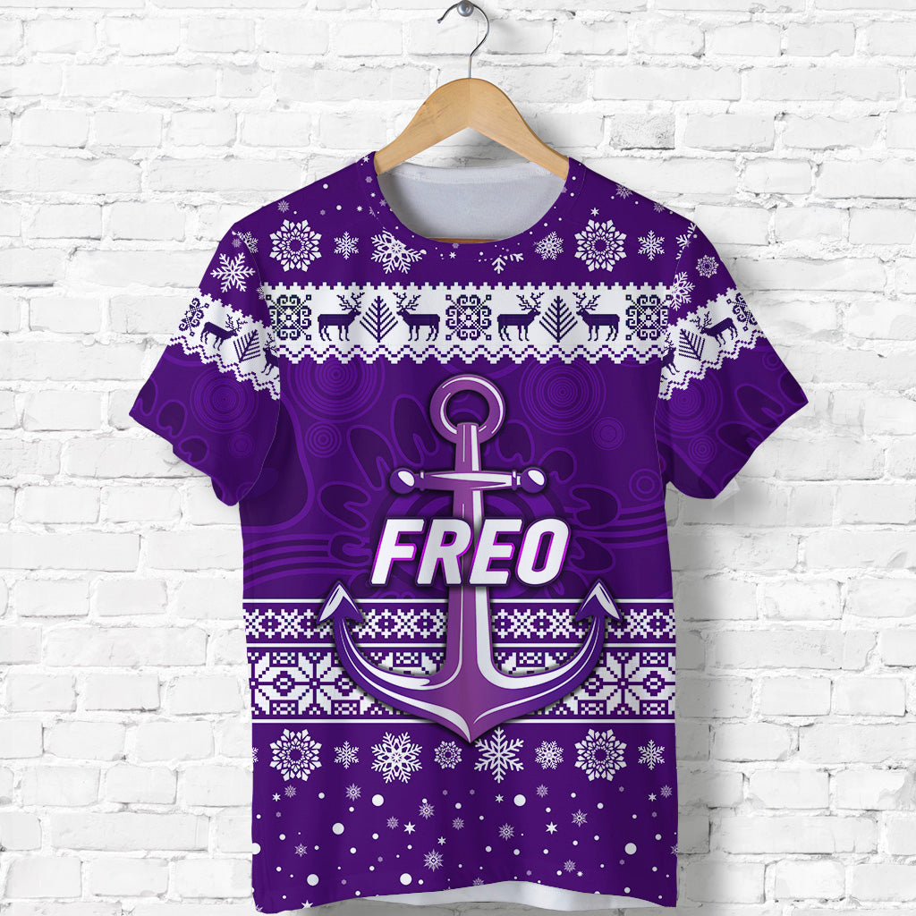 (Custom Personalised) Fremantle Dockers T shirt Freo Christmas Simple Style - White - Vibe Hoodie Shop