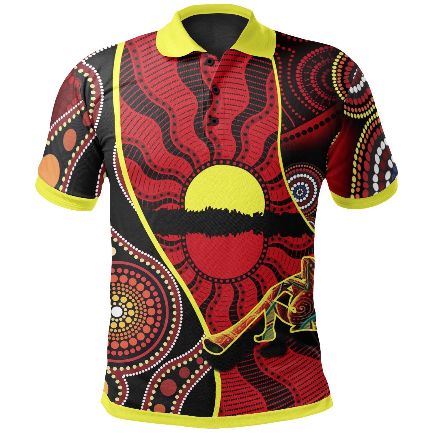 Polo Shirt - Australia Aboriginal Dots With Didgeridoo - Vibe Hoodie Shop