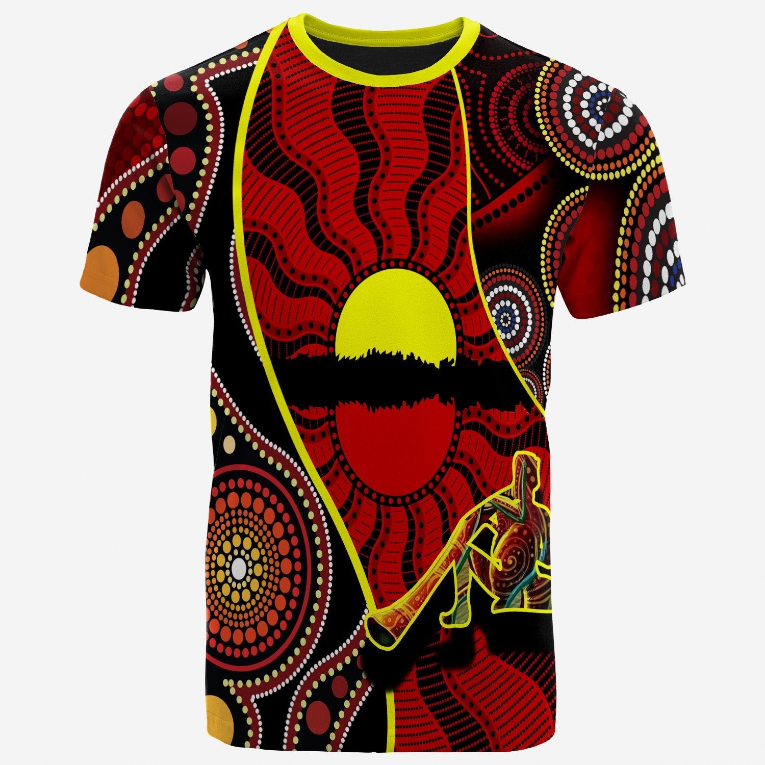 T shirt - Australia Aboriginal Dots With Didgeridoo - Vibe Hoodie Shop