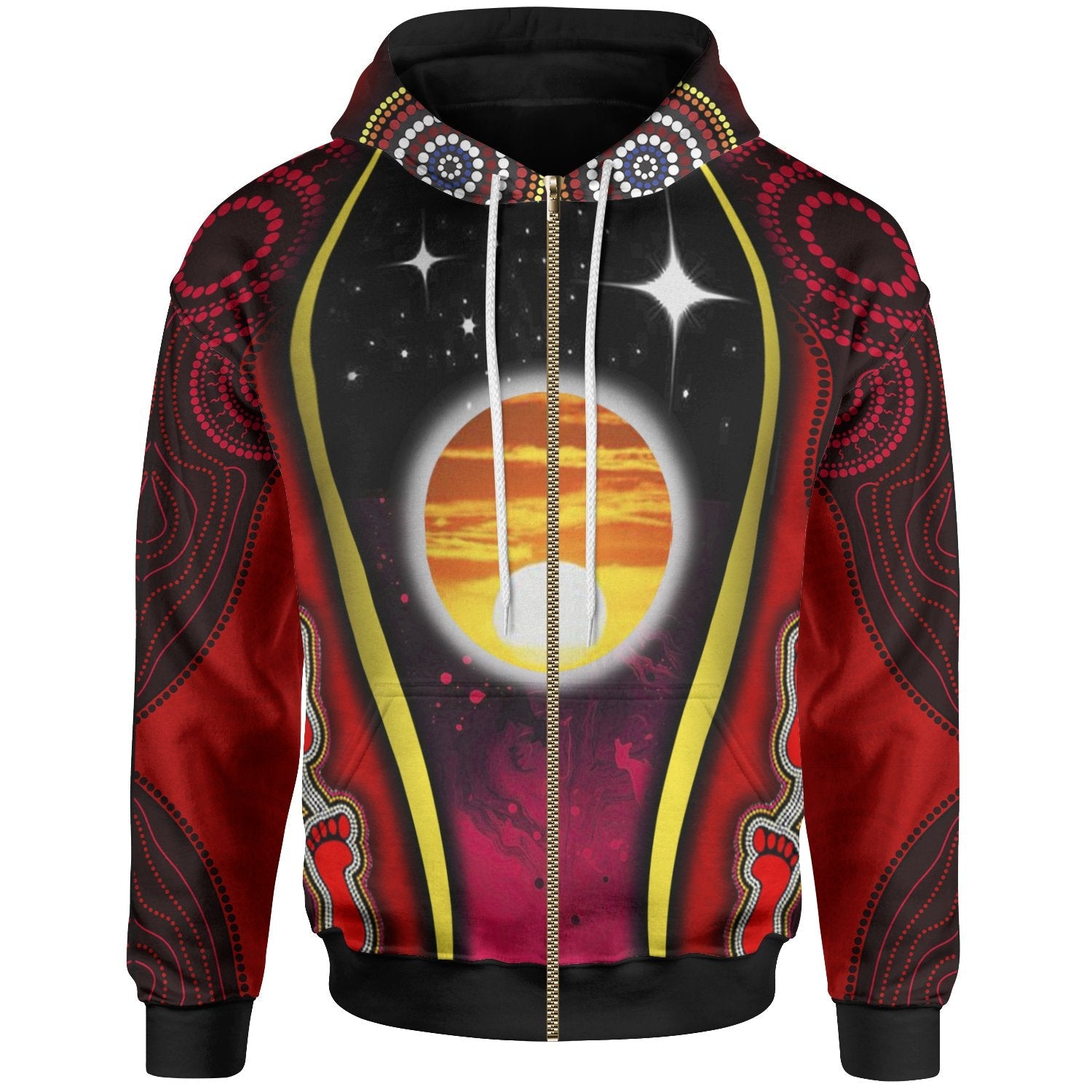 Zip - Up Hoodie - Australian Aboriginal Flags Symbolic Meaning - Vibe Hoodie Shop