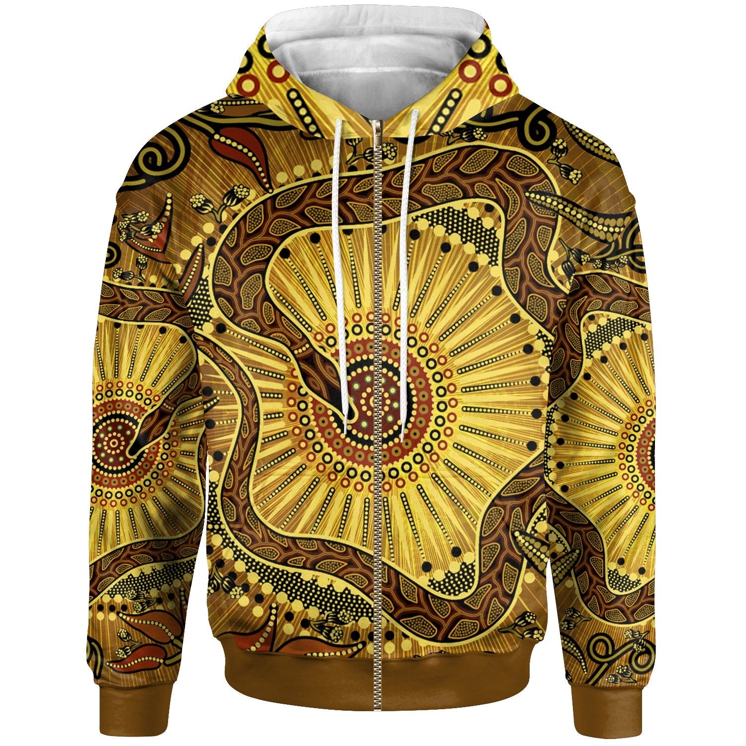 Zip - Up Hoodie - Australian Aboriginal Snake - Rainbow Serpent - Vibe Hoodie Shop