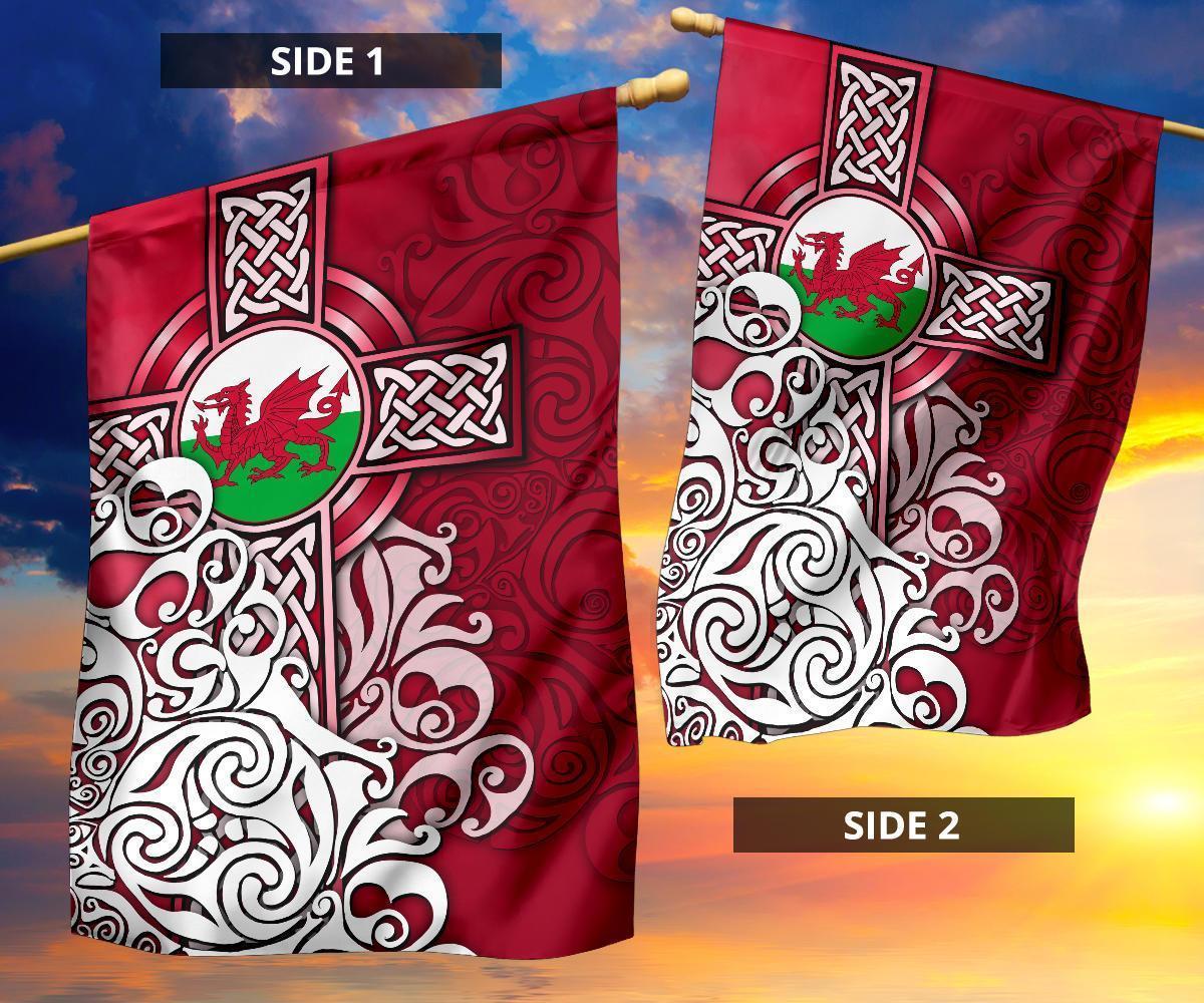 Wales Celtic Flag - Welsh Dragon Flag with Celtic Cross - Vibe Hoodie Shop