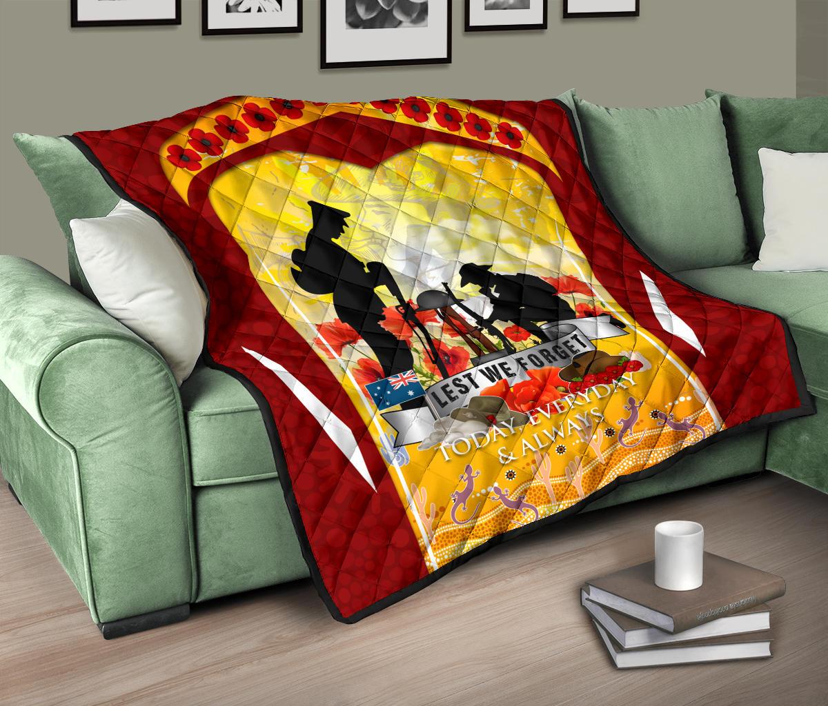 ANZAC Premium Quilt - Lest We Forget Aboriginal Version - Vibe Hoodie Shop
