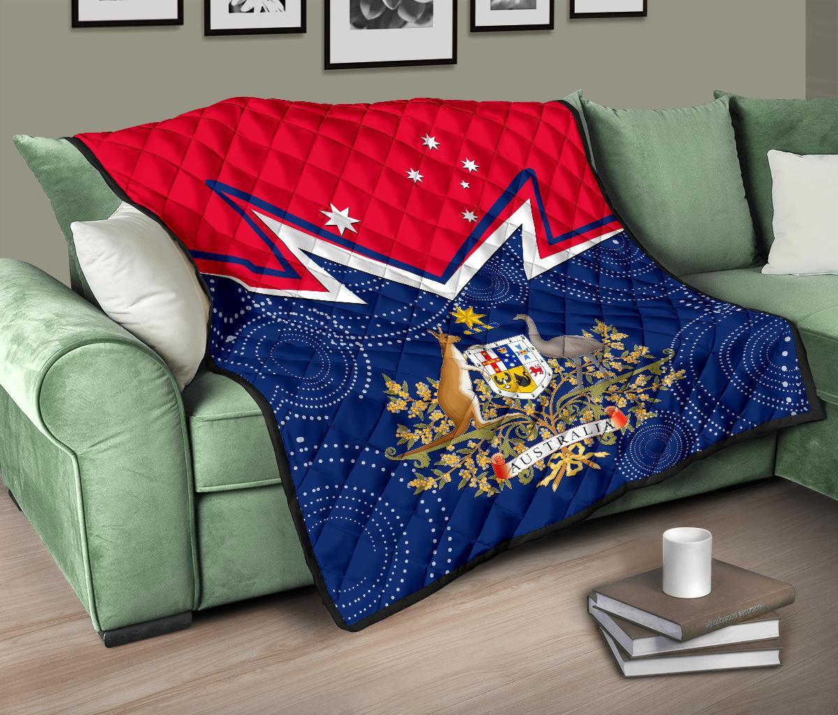 Premium Quilt - Australian Coat Of Arms Flag Color - Vibe Hoodie Shop