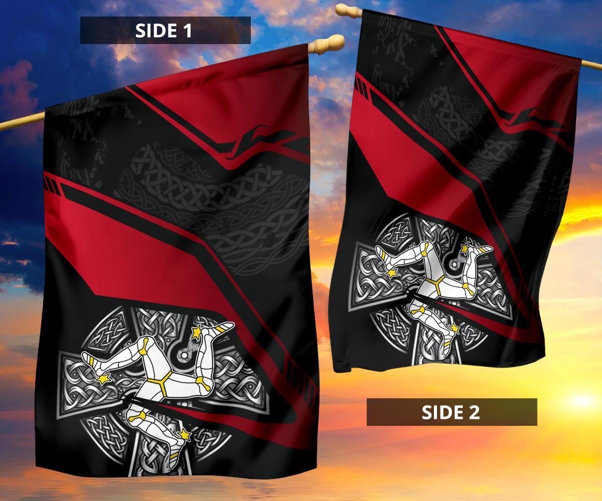 Isle Of Man Celtic Flag - Celtic Cross and Manx Triskelion - Vibe Hoodie Shop