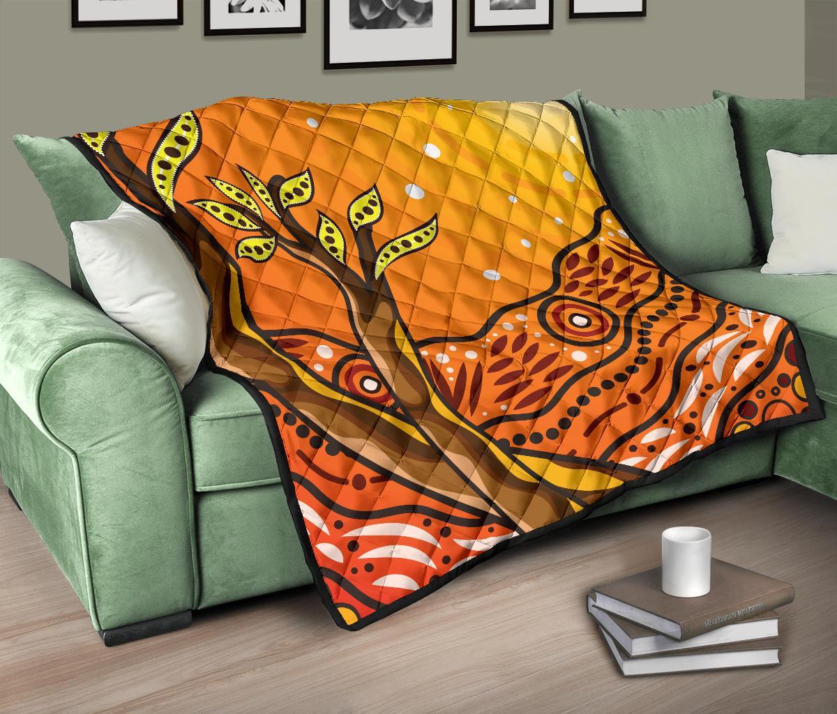 Aboriginal Premium Quilt - Tree On The Hill - Vibe Hoodie Shop
