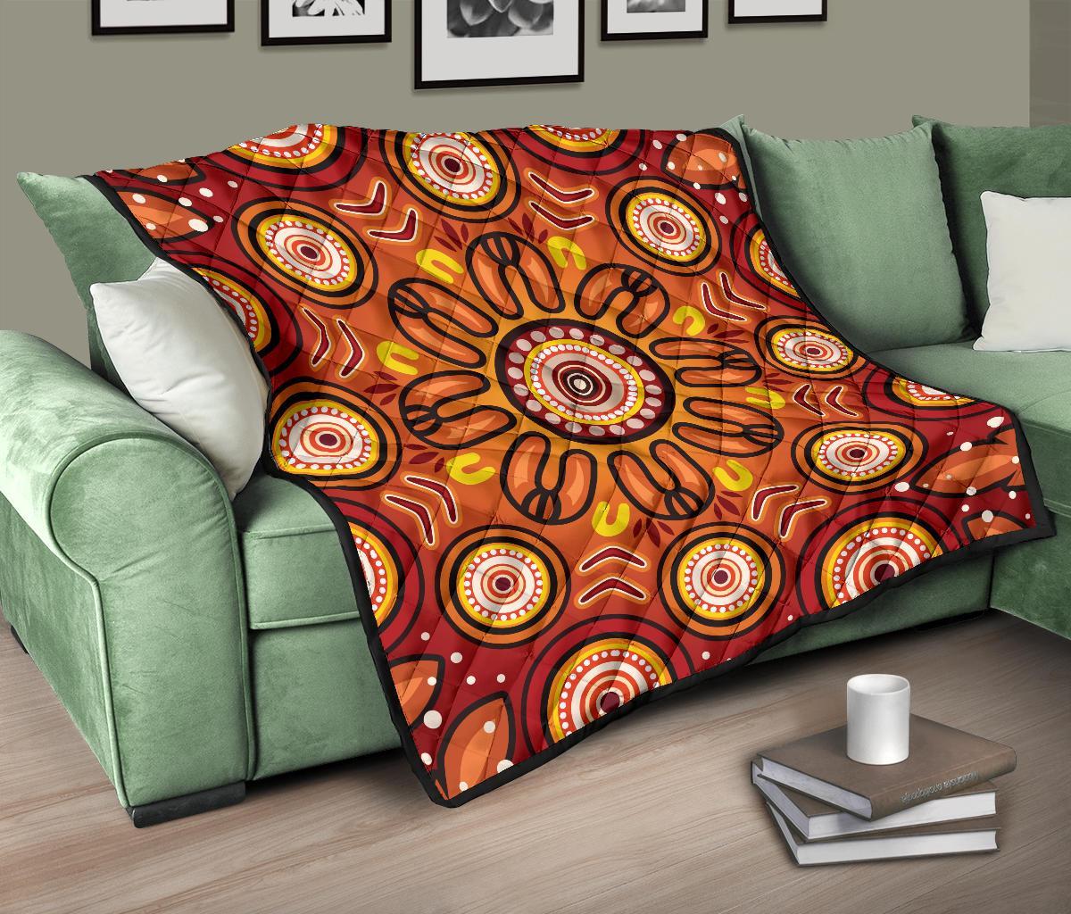 Aboriginal Premium Quilt - Circle Flowers Patterns VER01 - Vibe Hoodie Shop