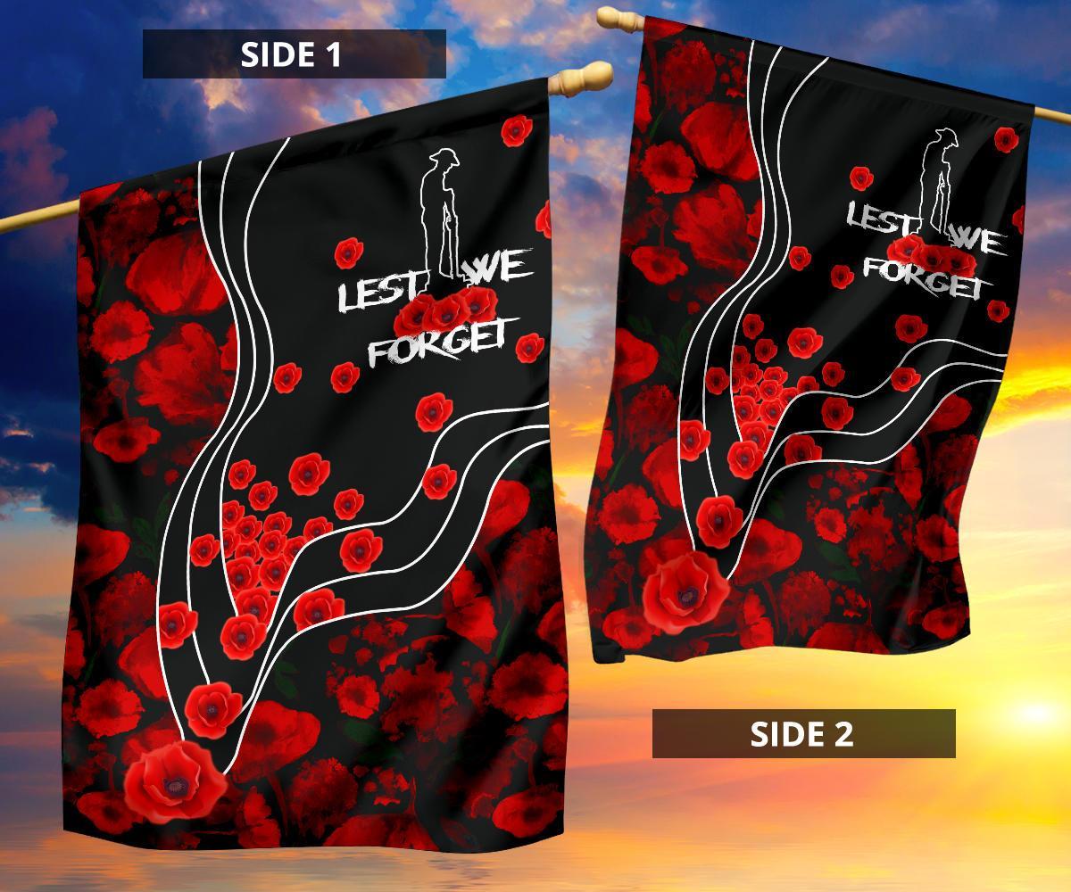 ANZAC Lest We Forget Flag - Poppy Flowers - Vibe Hoodie Shop