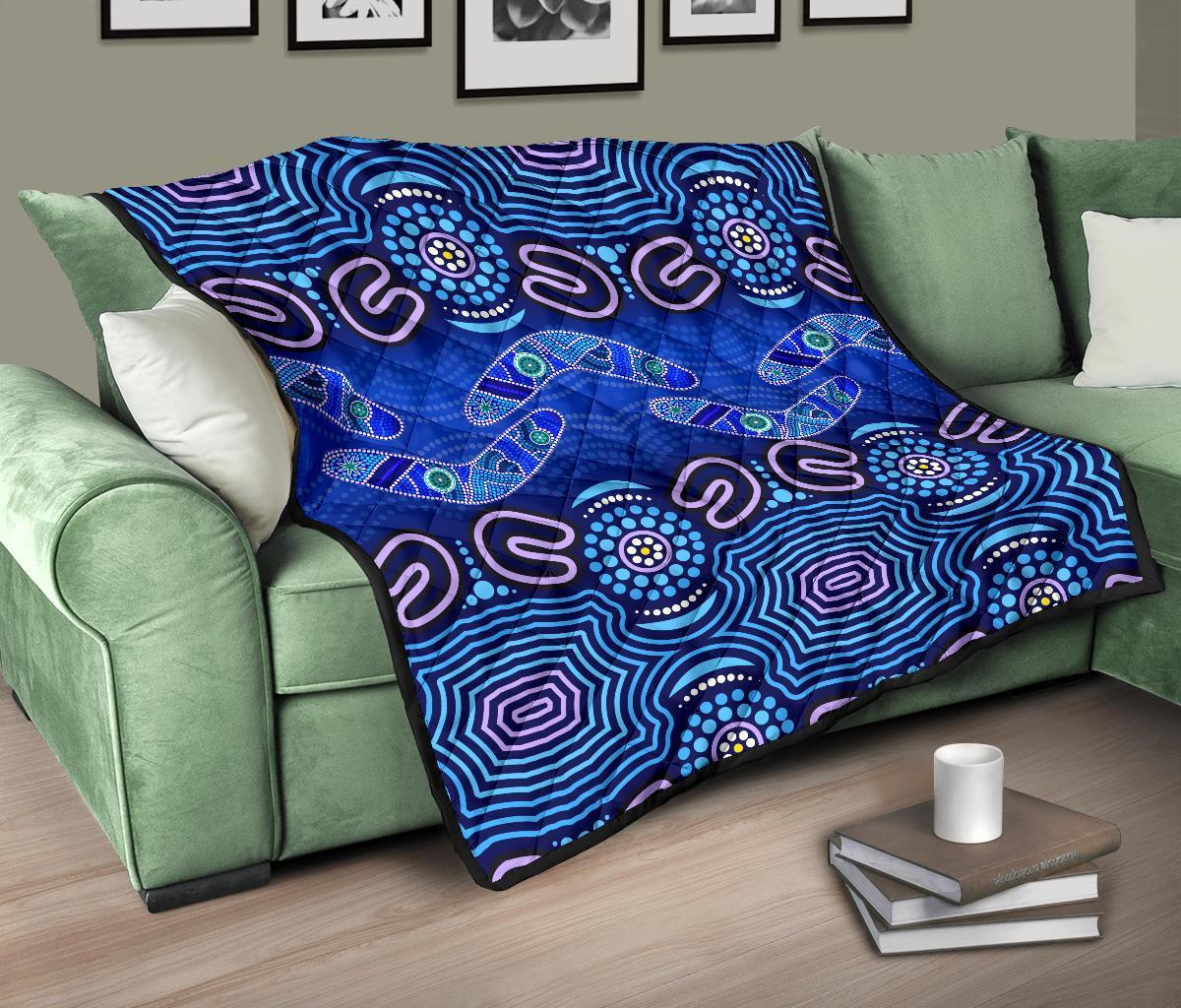 ABoriginal Premium Quilt - Boomerangs And Dot Painting Art Ver02 - - Vibe Hoodie Shop