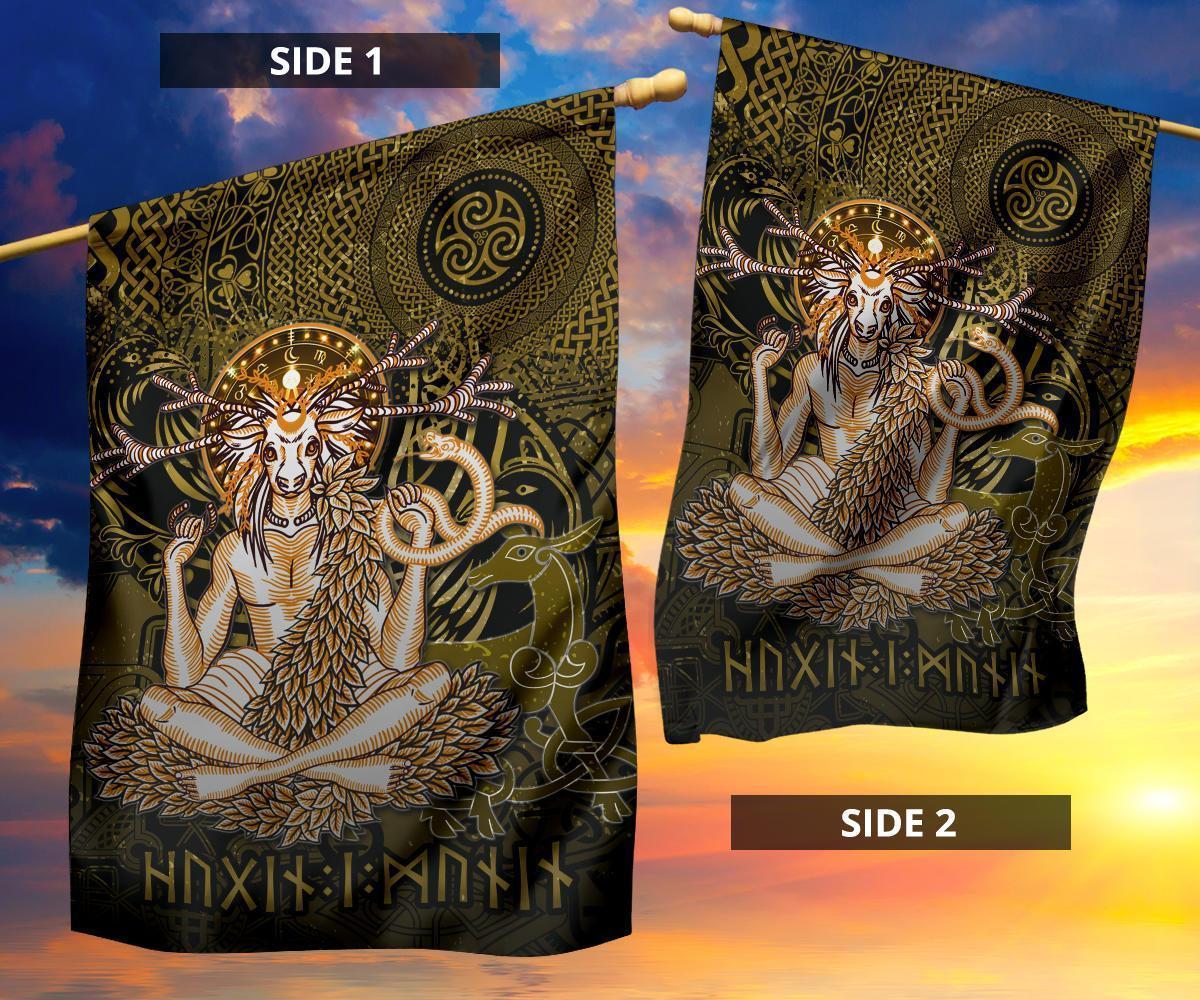 Cernunnos Goddess Garden Flag - Celtic God of the Forest - Vibe Hoodie Shop