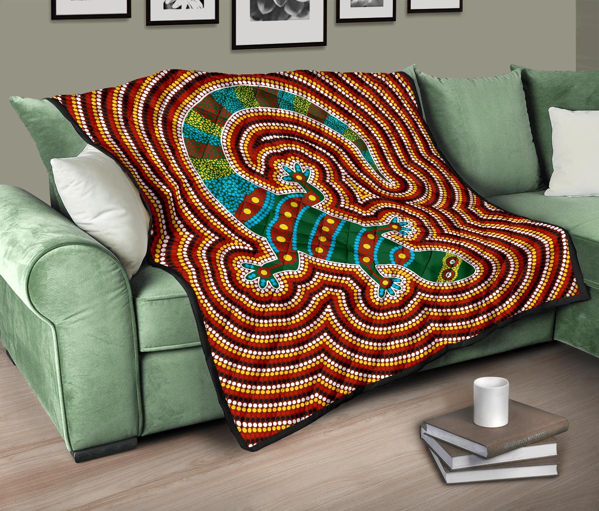 Premium Quilts - Lizard Coverlets Aboriginal Dot Painting - Vibe Hoodie Shop