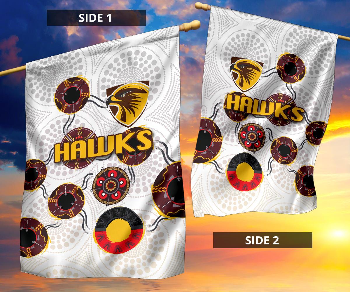 Hawthorn Flag Hawks Indigenous - White - Vibe Hoodie Shop