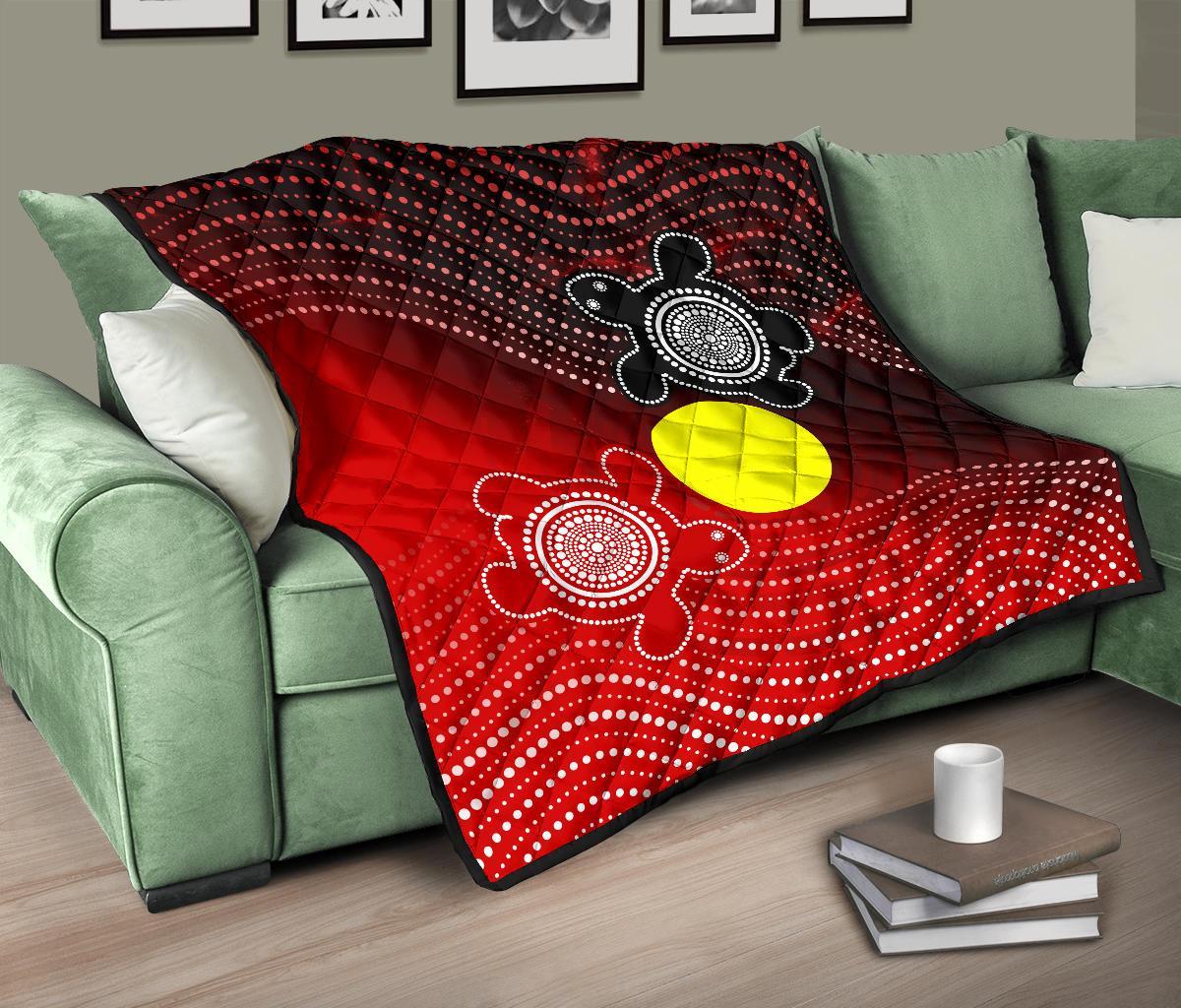 Aboriginal Premium Quilt - Indigenous Circle Dot Painting Style - - Vibe Hoodie Shop