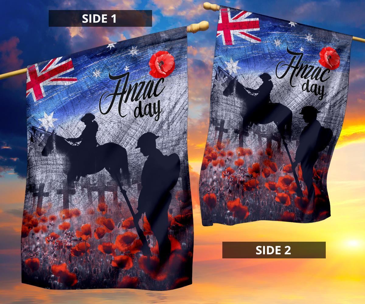 ANZAC Day Flag - Lest We Forget Vintage Poppies - Vibe Hoodie Shop