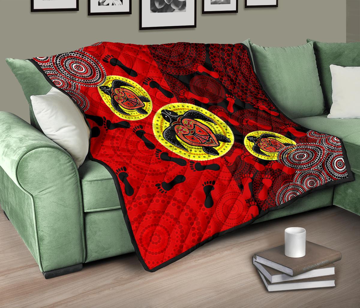 Premium Quilt - Aboriginal Dot Painting Quilt Turtle - Vibe Hoodie Shop