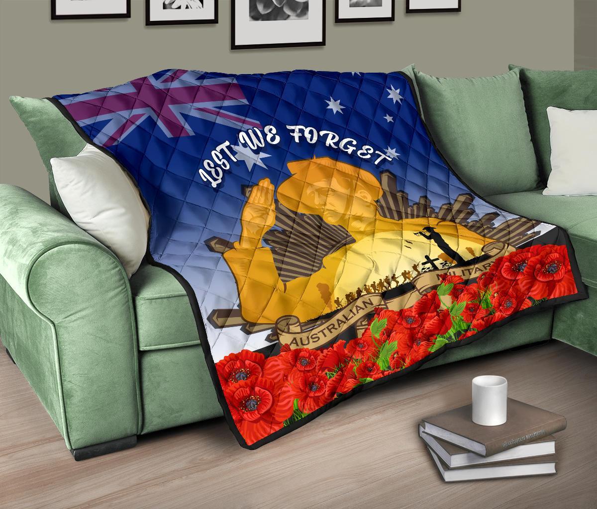 Premium Quilt - Australia ANZAC Day 2020 And Soldiers - Vibe Hoodie Shop