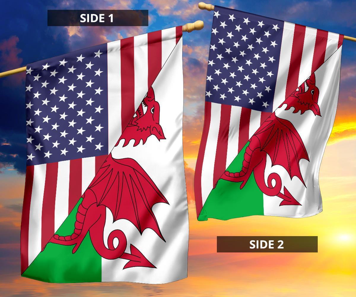 US Flag with Wales Flag - Vibe Hoodie Shop