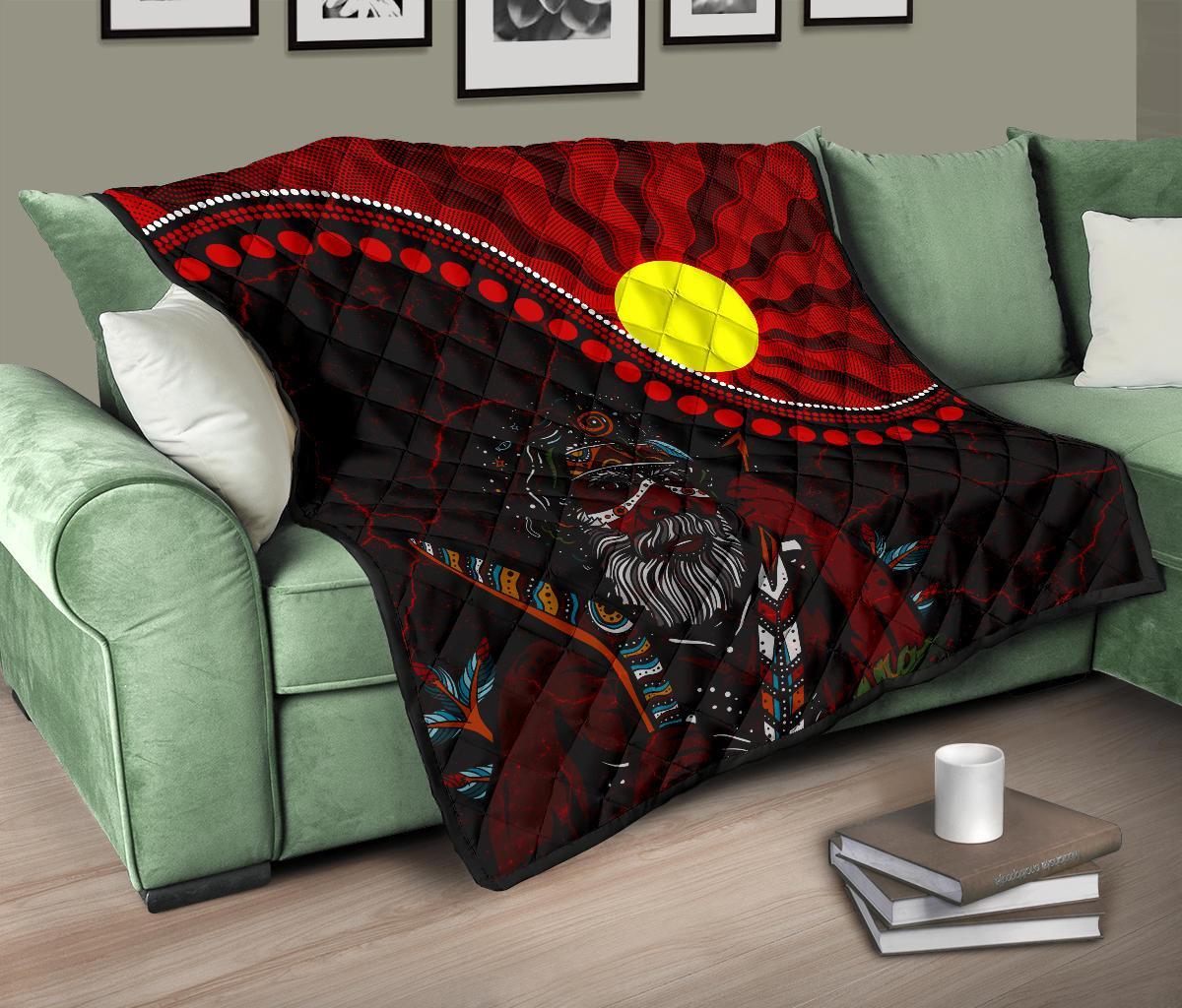 Aboriginal Premium Quilt - Indigenous People And Sun - Vibe Hoodie Shop