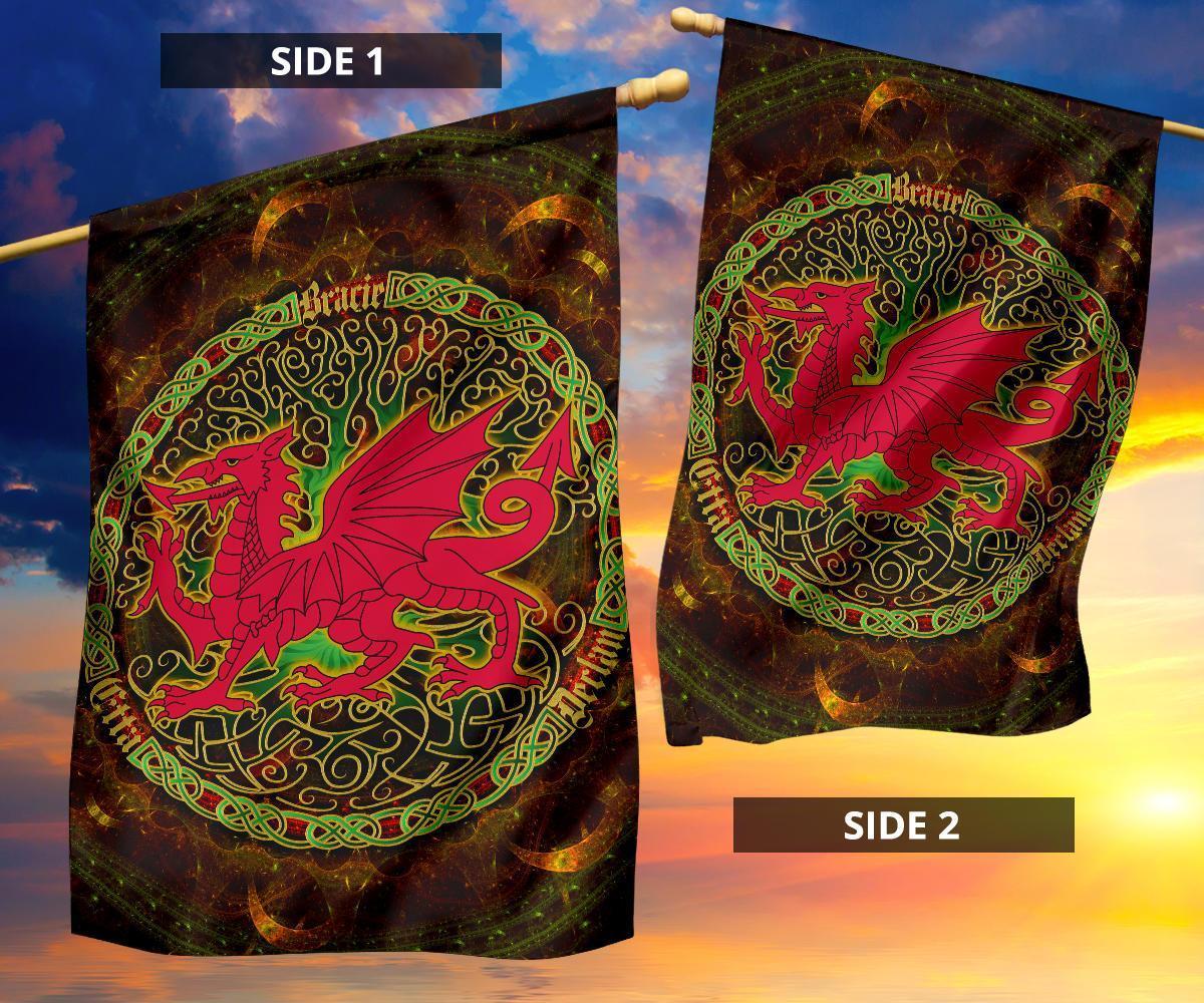 Celtic Flag - Wales Cymru With Celtic Tree (Brown) - Vibe Hoodie Shop