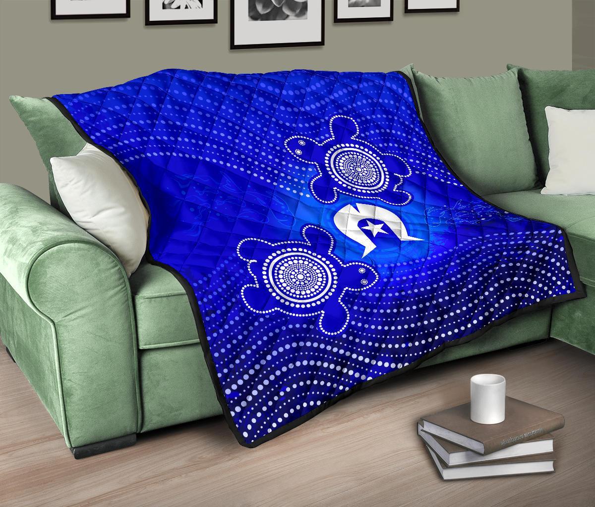 Torres Strait Islanders Premium Quilt - Torres Symbol With Turtle - Vibe Hoodie Shop