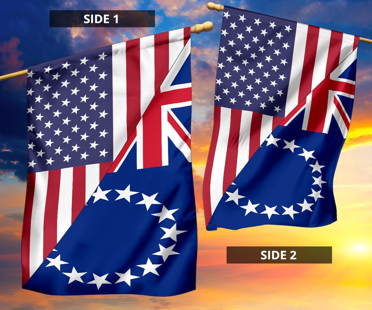 US Flag with Cook Islands Flag - Vibe Hoodie Shop