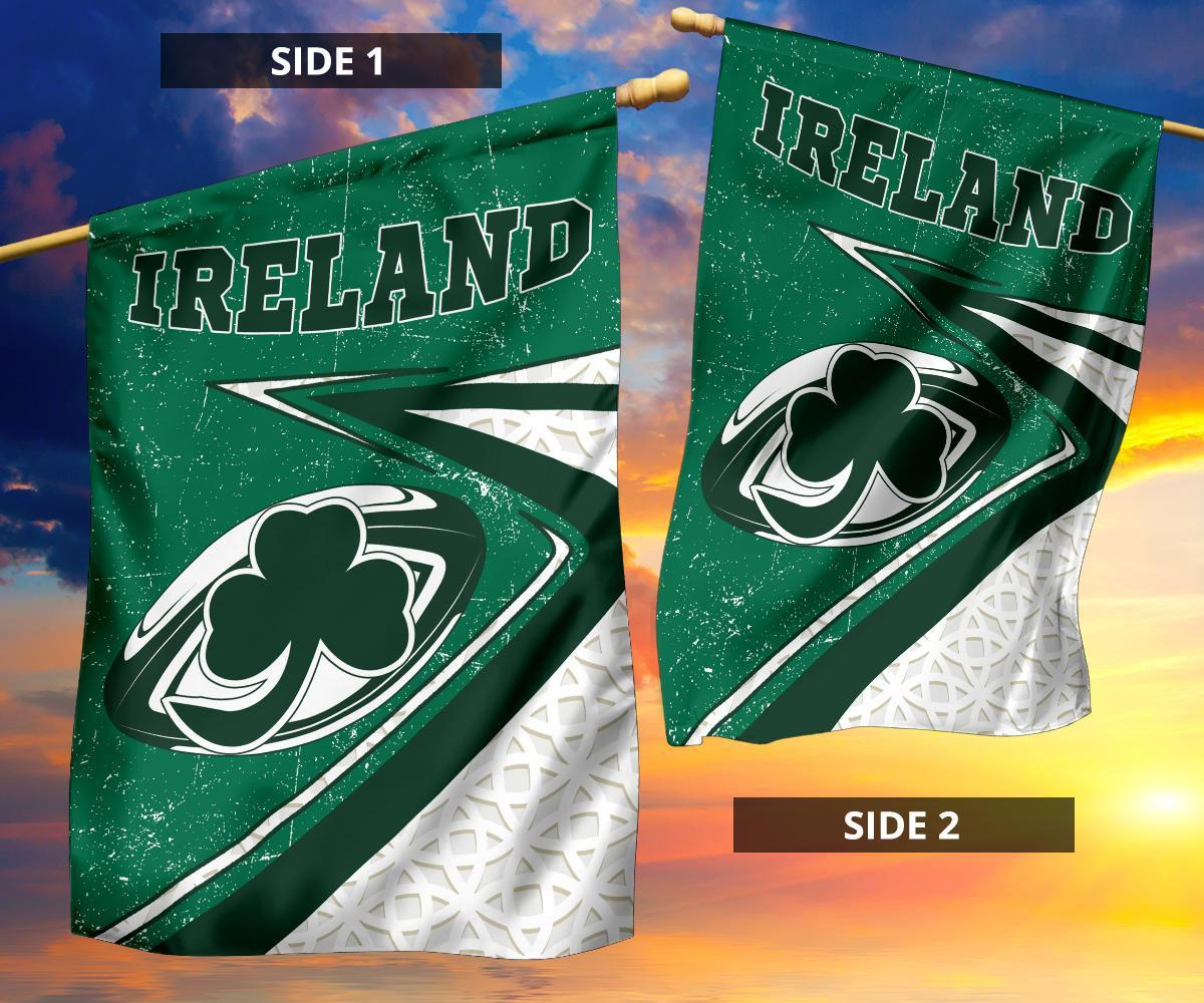 Ireland Rugby Flag - Celtic Shamrock and Rugby Ball - Vibe Hoodie Shop