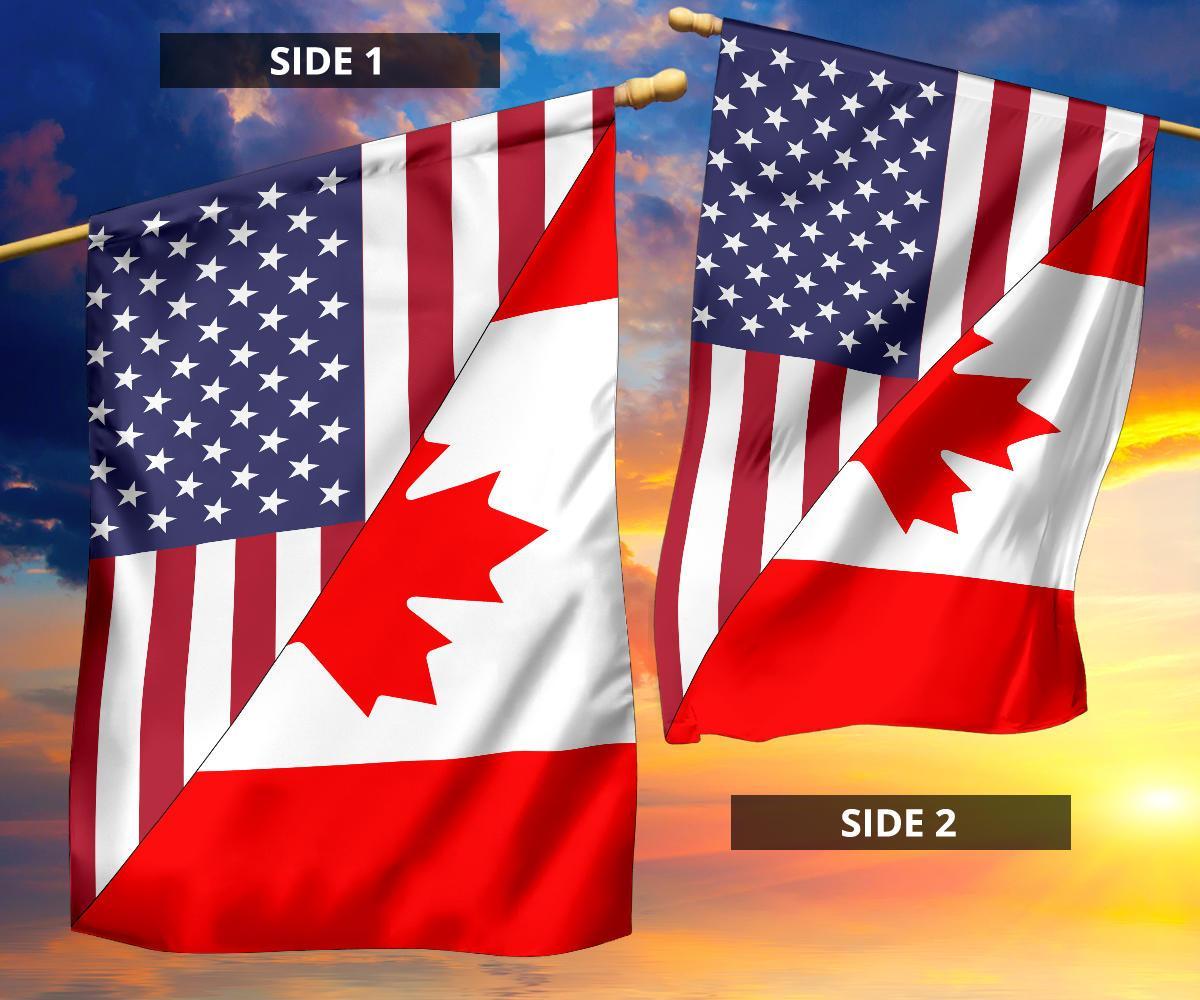 Us Flag With Canada Flag - Vibe Hoodie Shop