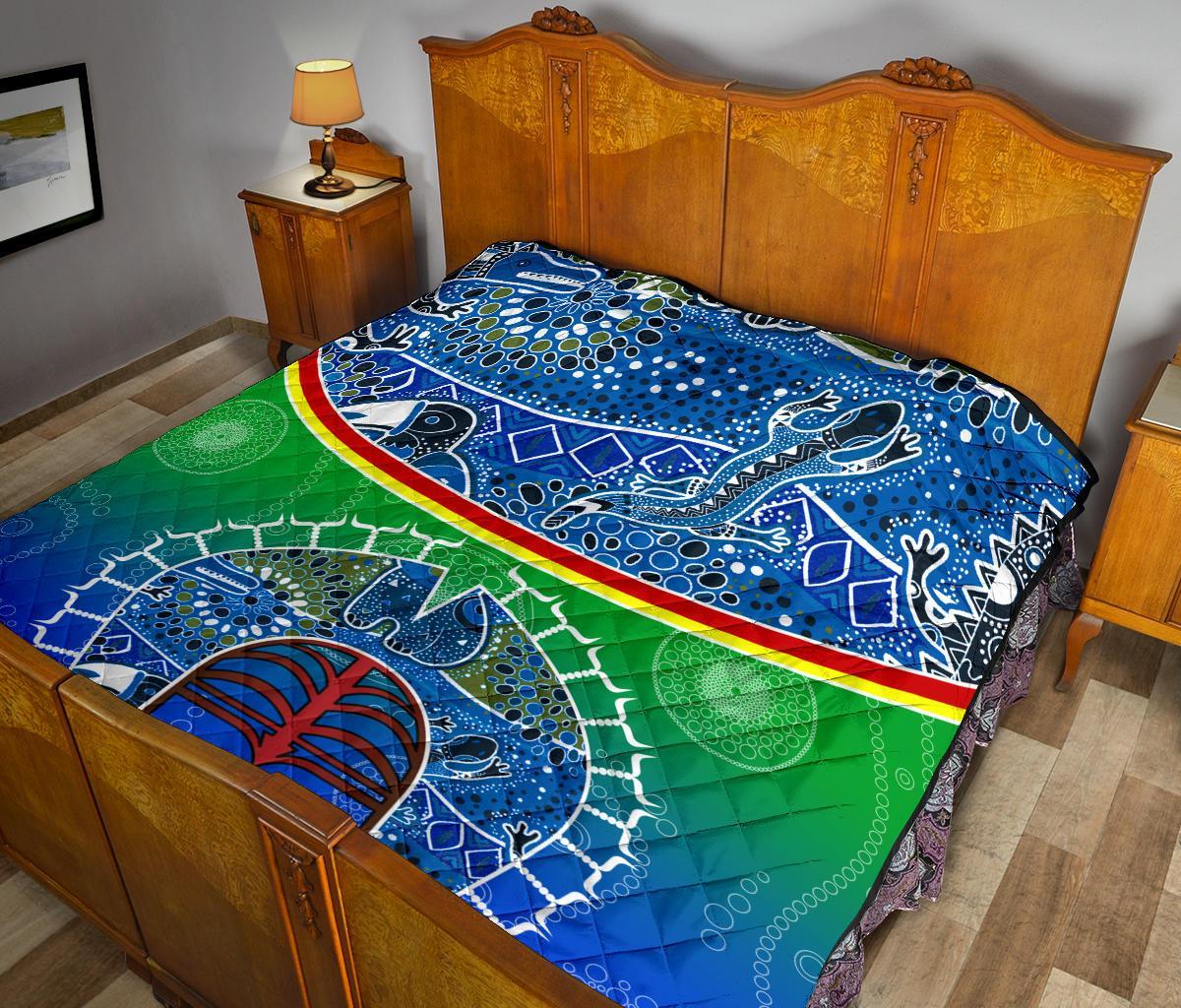 Premium Quilt - Torres Strait Symbol With Aboriginal Patterns - Vibe Hoodie Shop