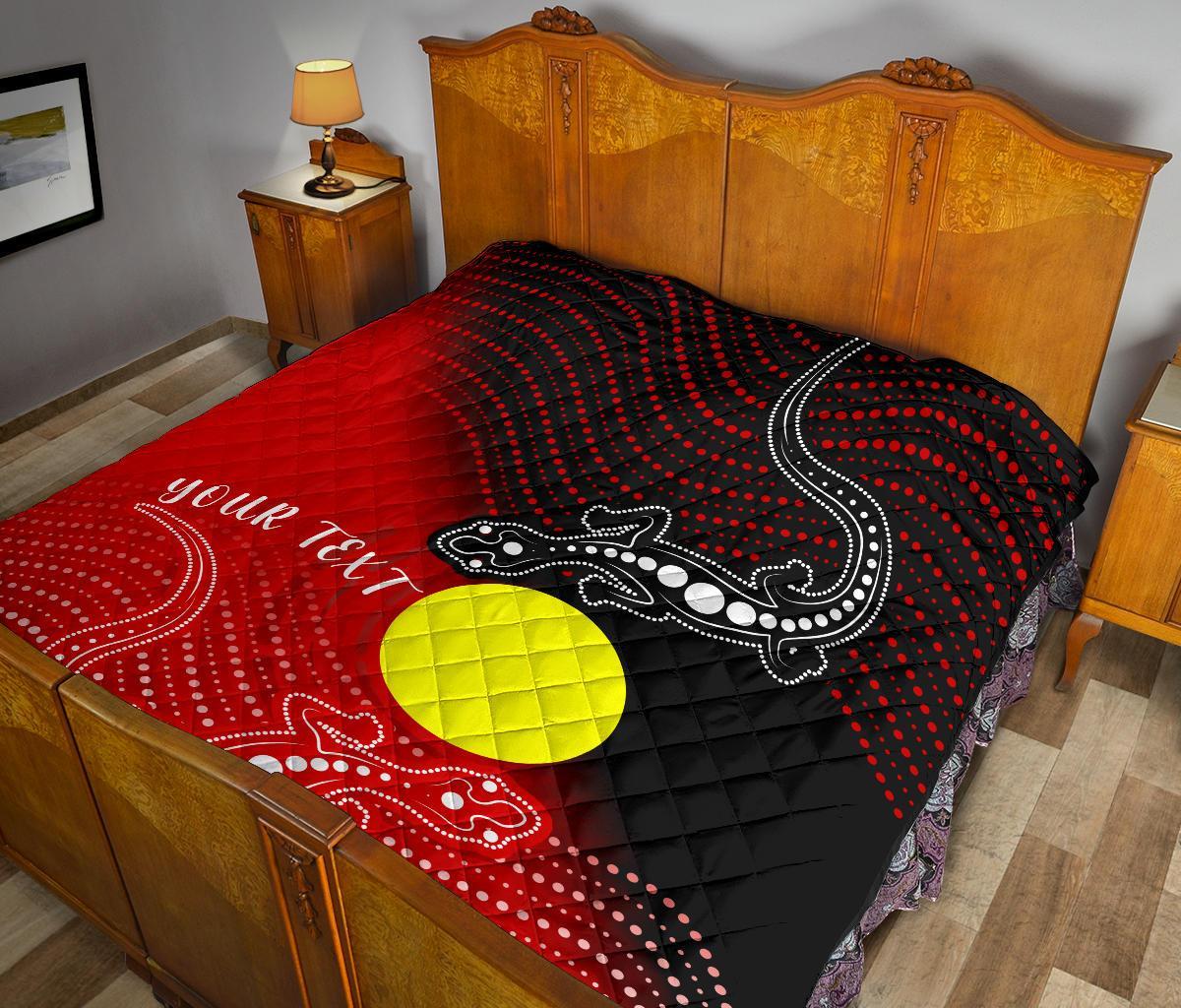 Custom Aboriginal Premium Quilt - Two Indigenous Lizard - Vibe Hoodie Shop