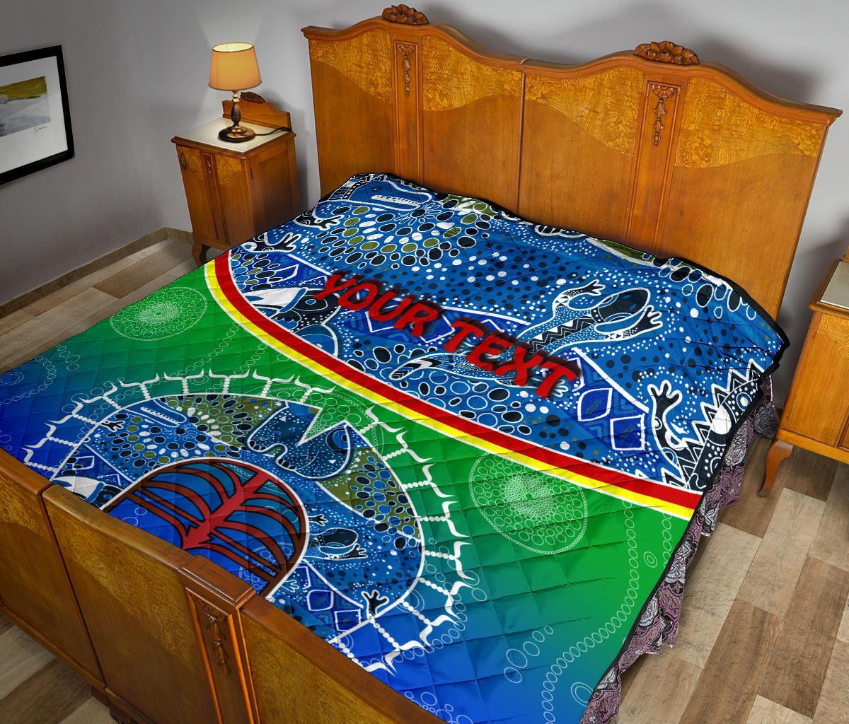 Personalised Premium Quilt - Torres Strait Symbol With Aboriginal Patterns - Vibe Hoodie Shop