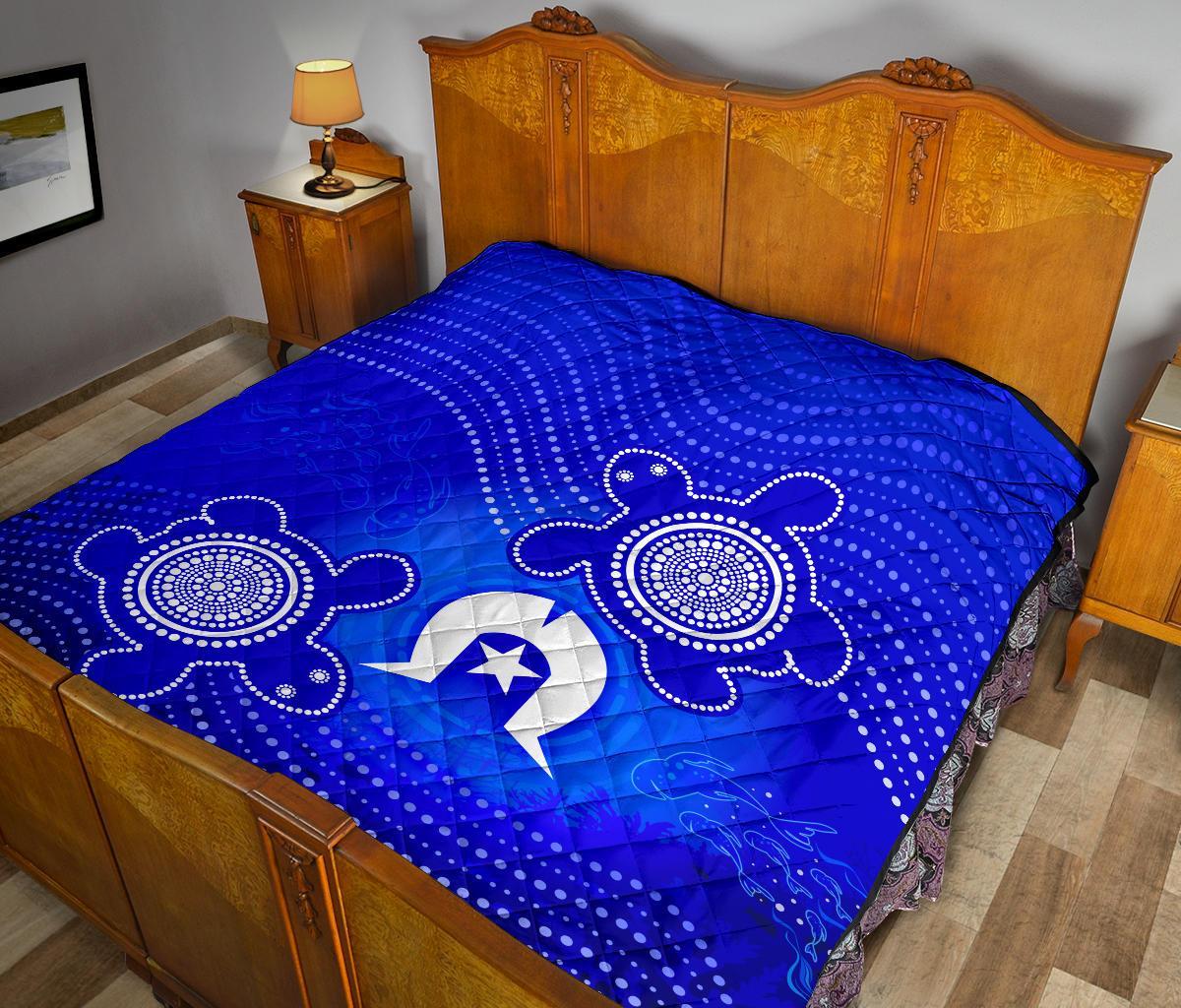 Torres Strait Islanders Premium Quilt - Torres Symbol With Turtle - Vibe Hoodie Shop