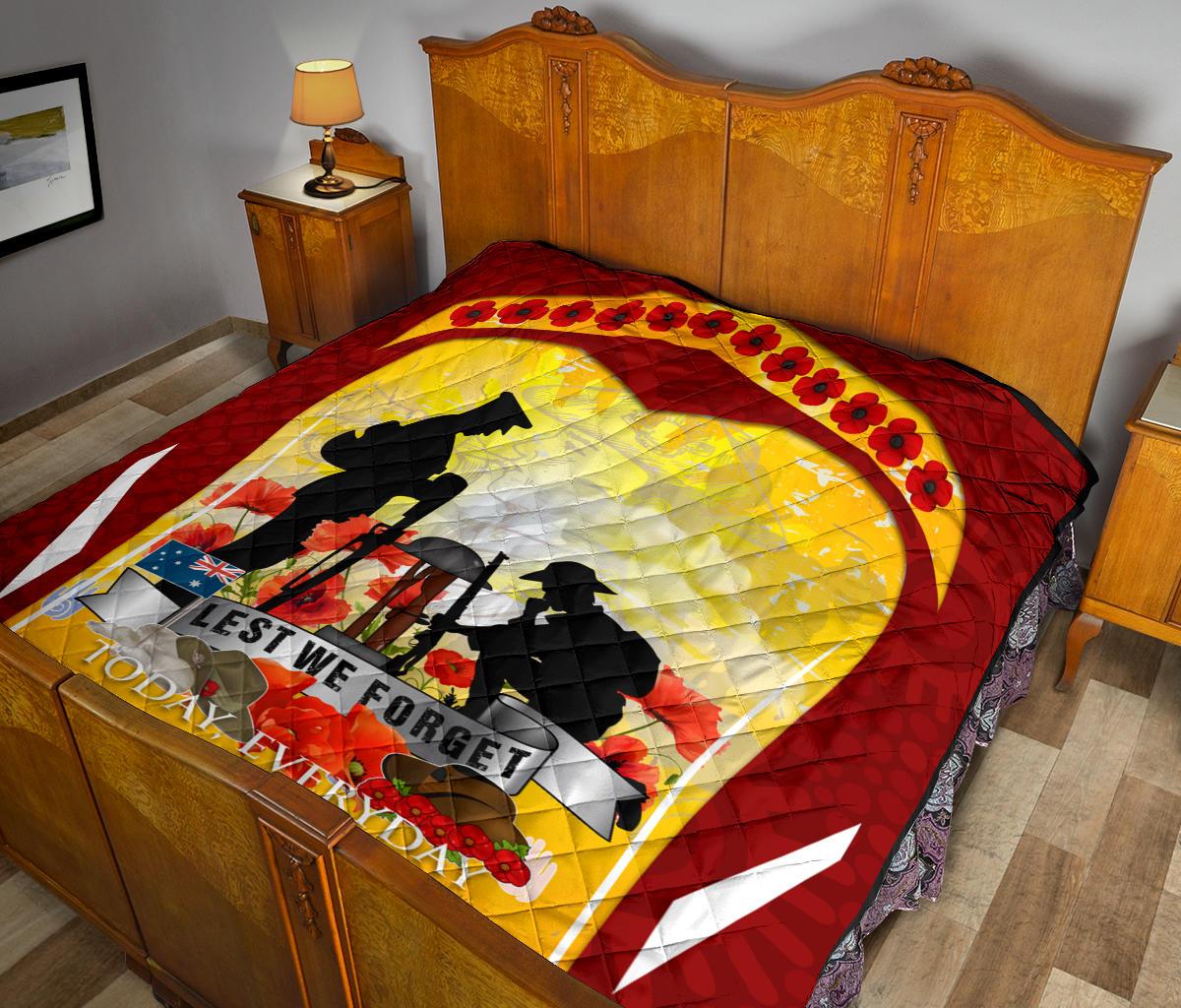 ANZAC Premium Quilt - Lest We Forget Aboriginal Version - Vibe Hoodie Shop