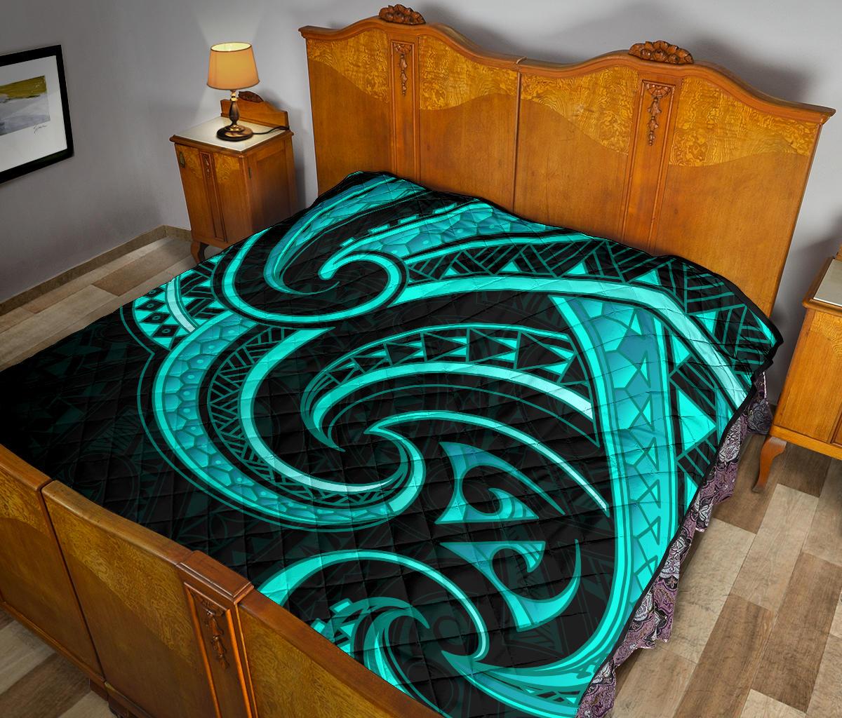 New Zealand Maori Mangopare Premium Quilt Polynesian - Turquoise - Vibe Hoodie Shop