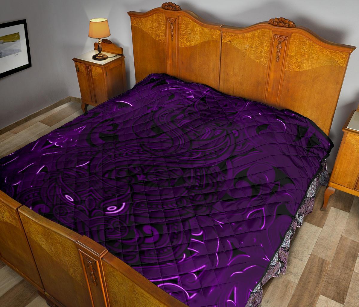 New Zealand Premium Quilt, Maori Gods Tumatauenga (God Of War) - Purple - Vibe Hoodie Shop